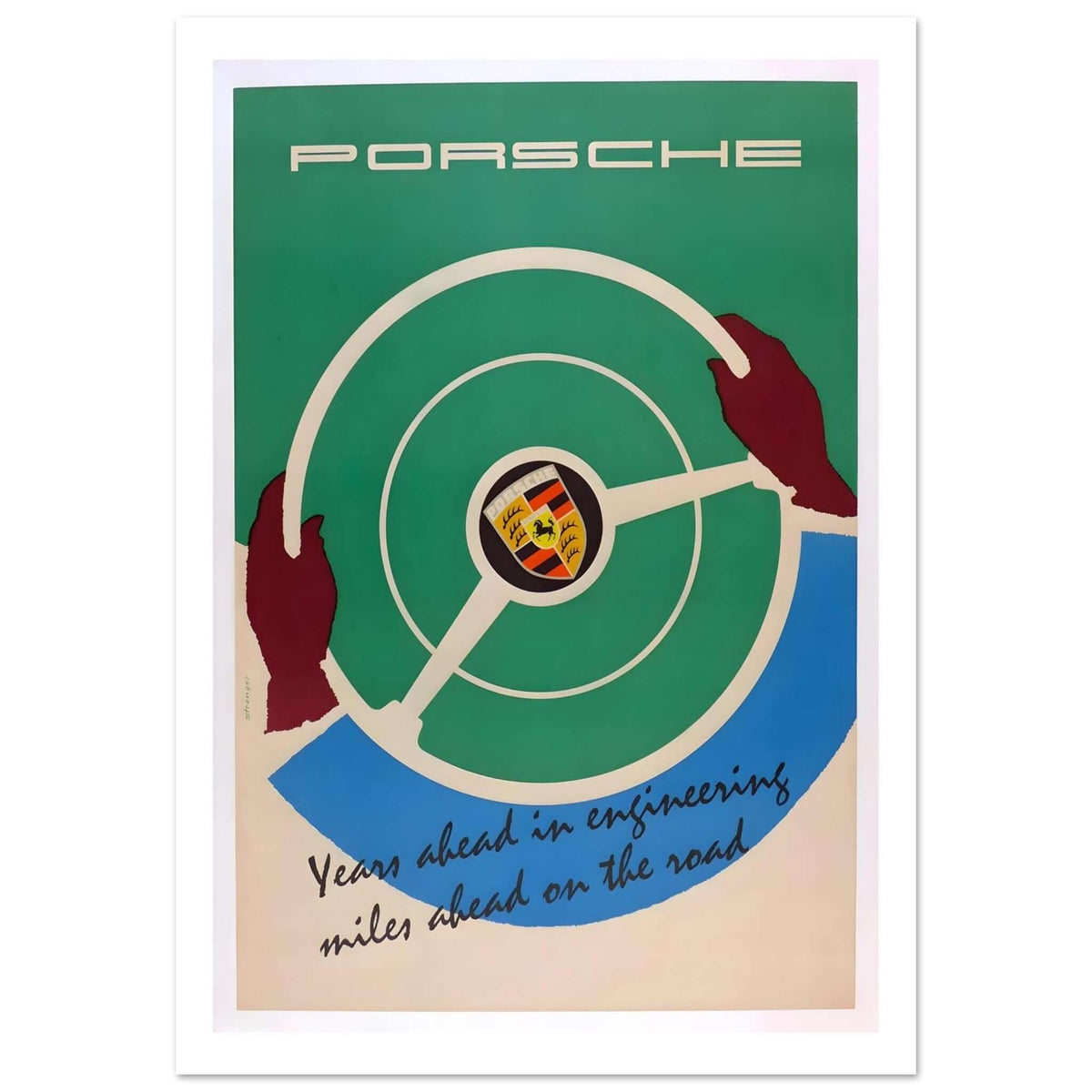 Porsche Steering Wheel Engineering Excellence Poster - Transit Art