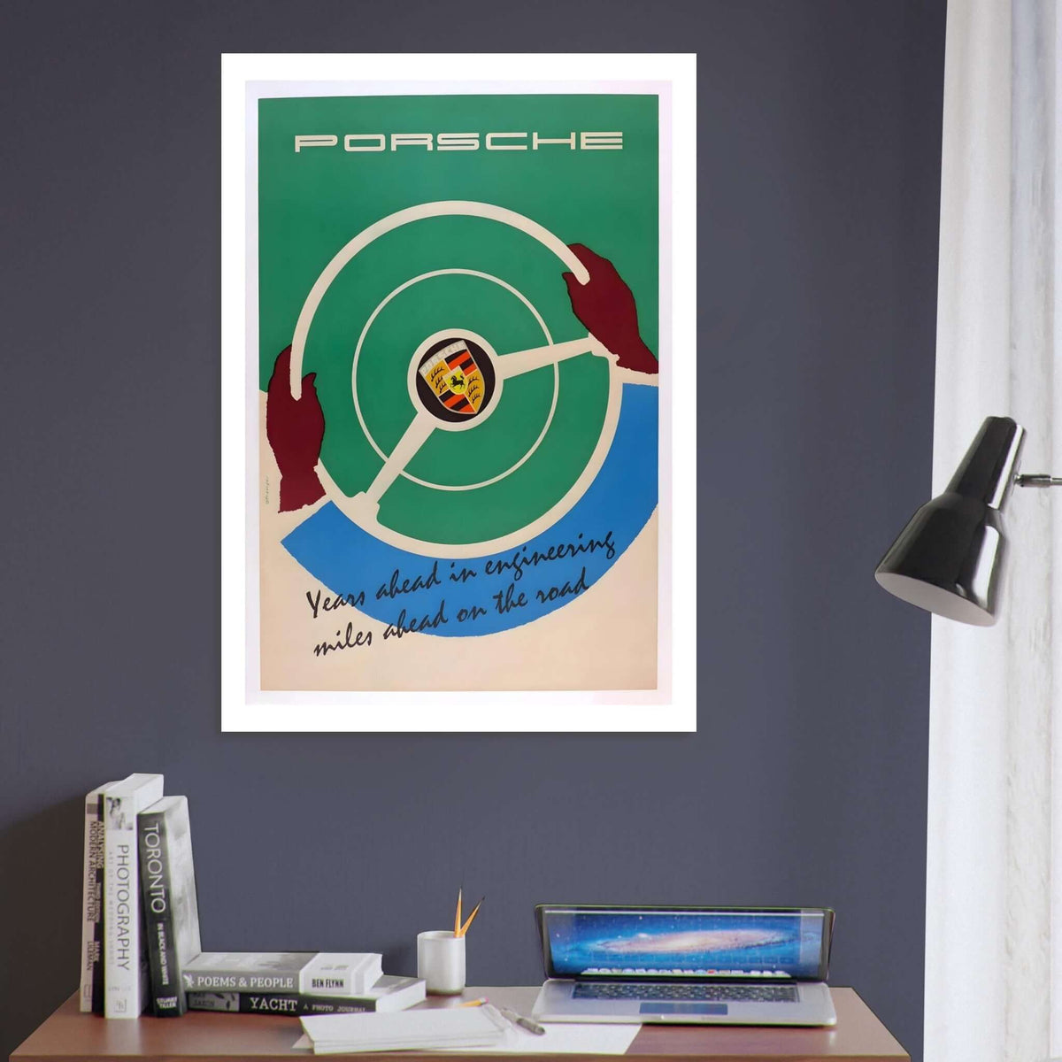 Porsche Steering Wheel Engineering Excellence Poster - Transit Art