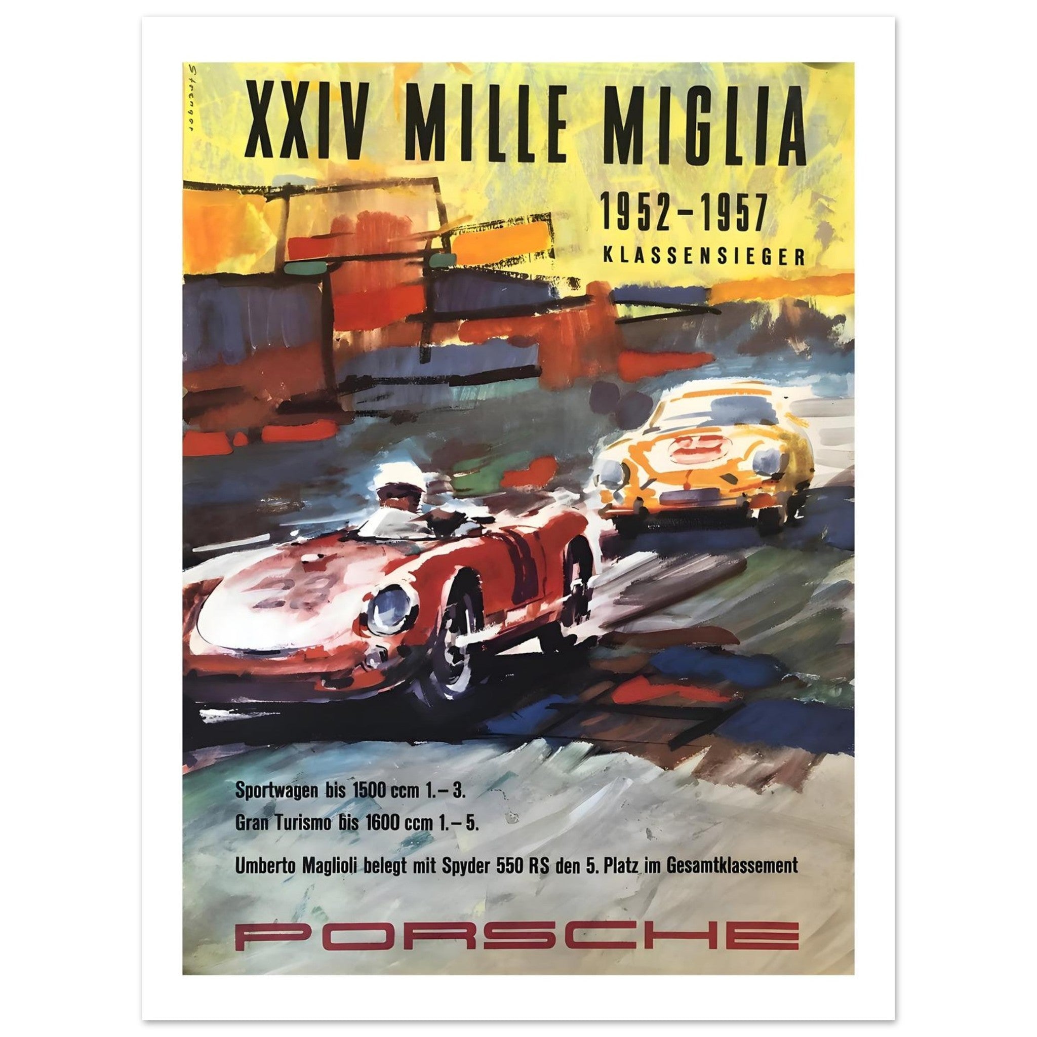 Porsche XXIV Mille Miglia 1952–1957 Racing Poster - Transit Art