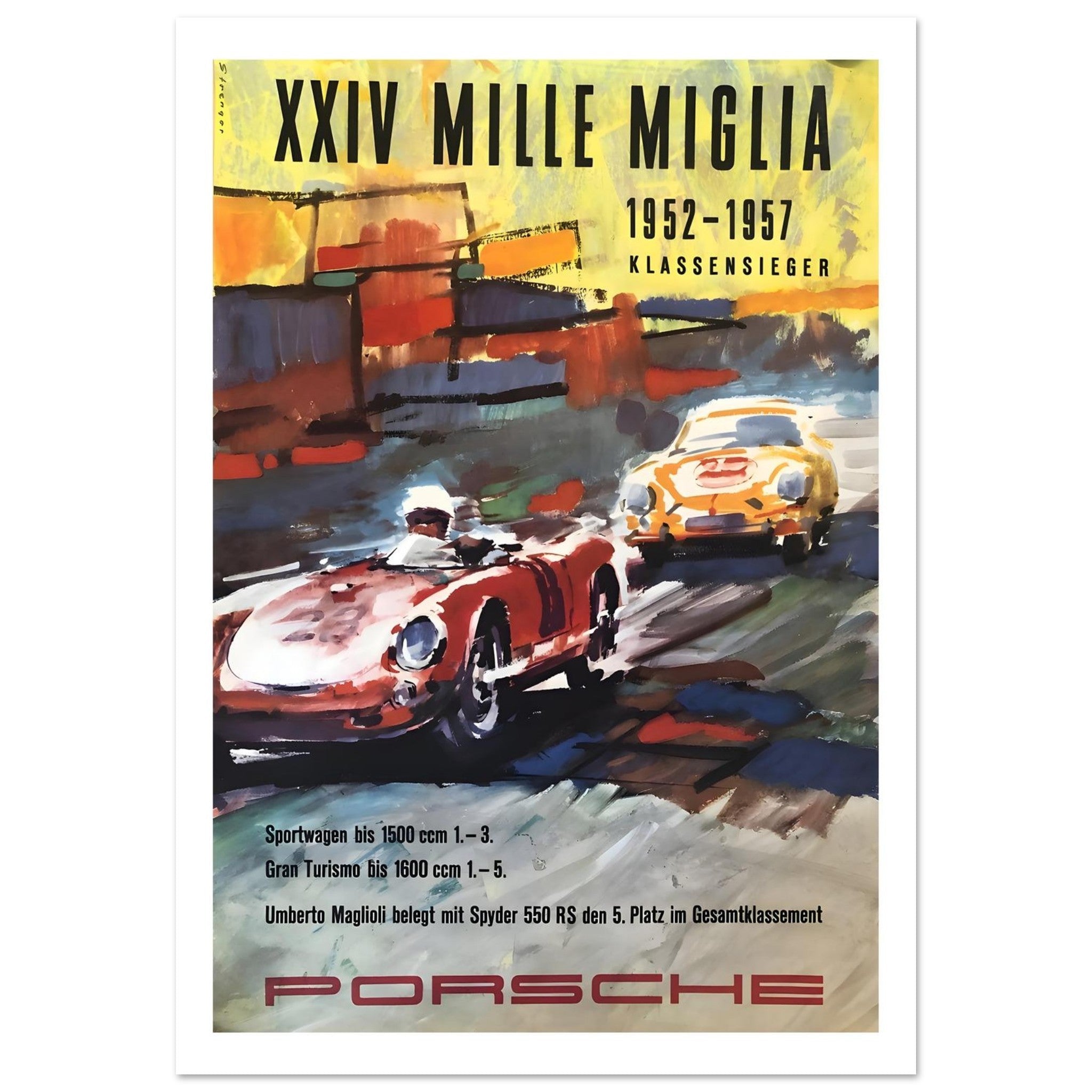 Porsche XXIV Mille Miglia 1952–1957 Racing Poster - Transit Art