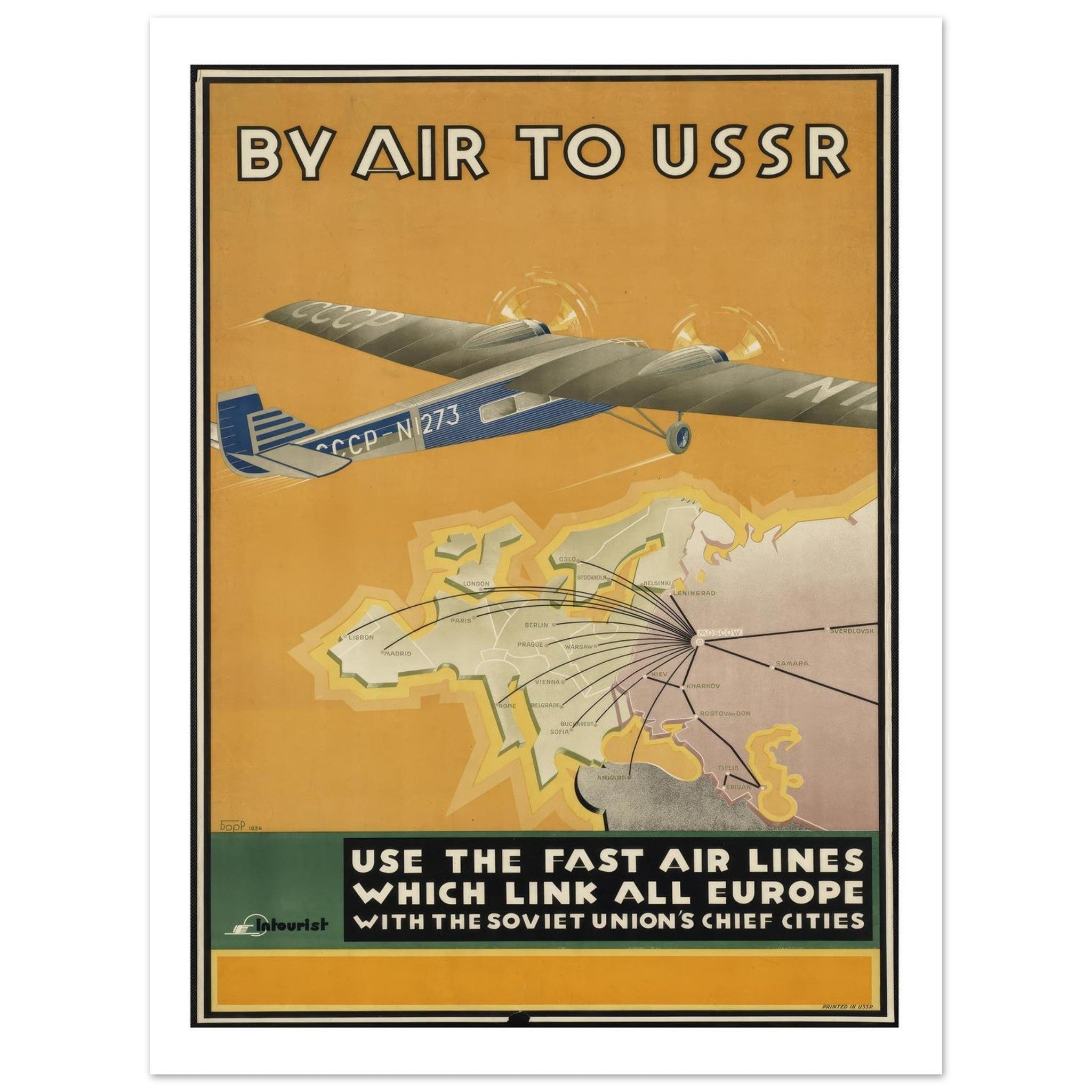 Soviet Union Air Travel Poster - Transit Art