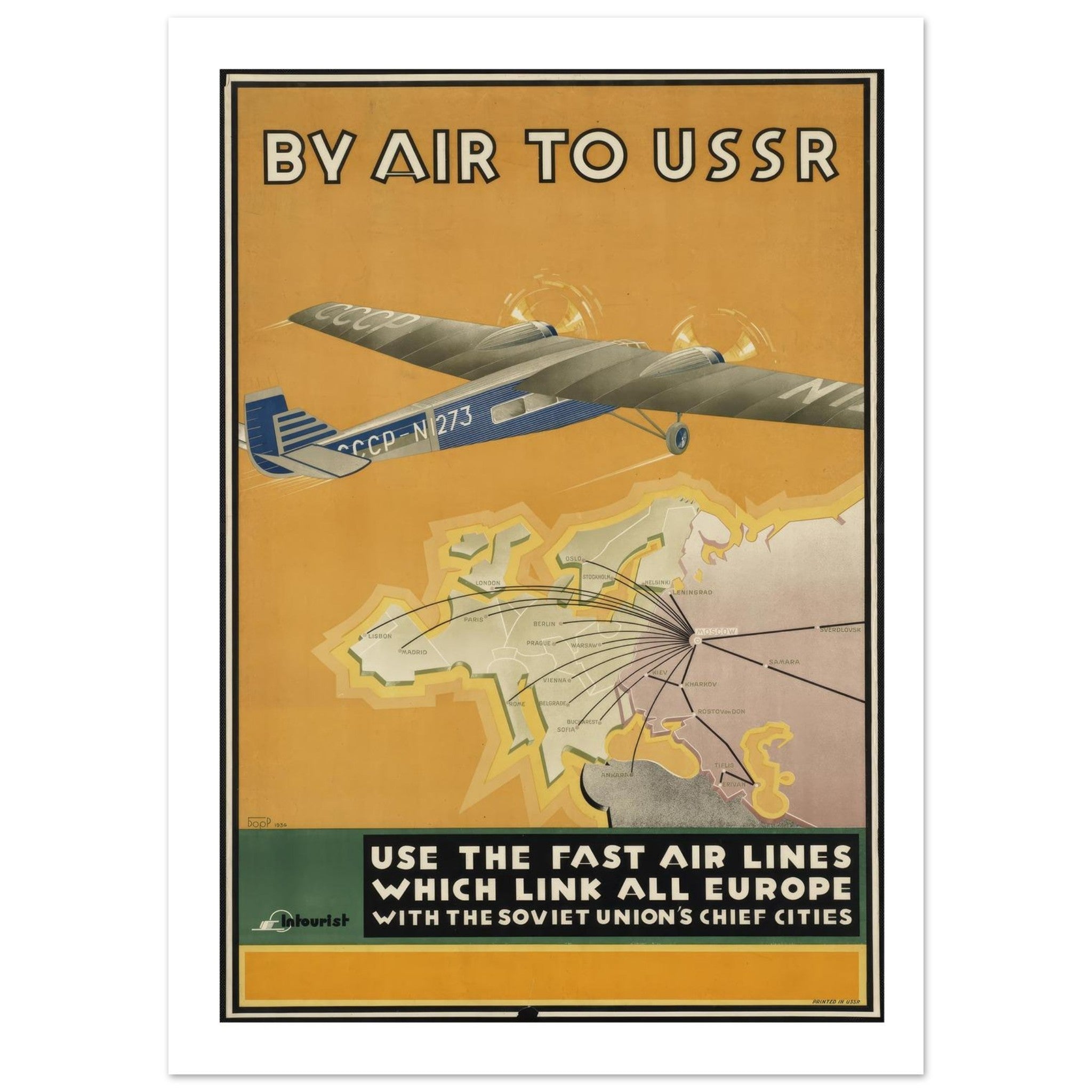 Soviet Union Air Travel Poster - Transit Art