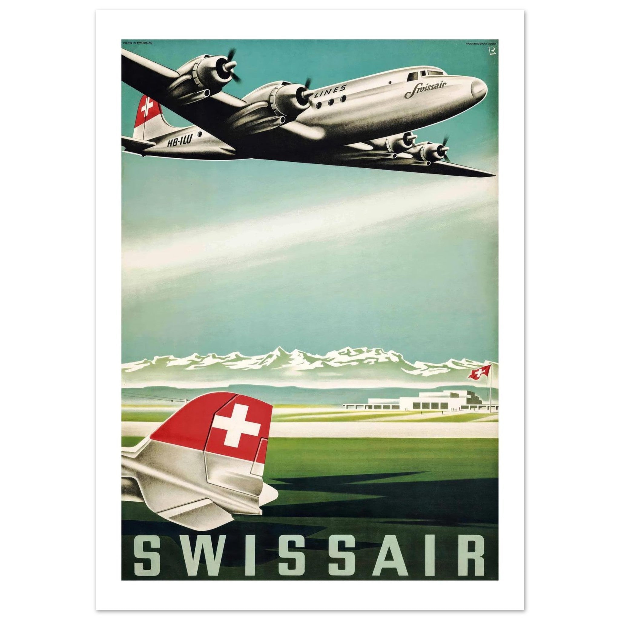 Swissair Vintage Travel Poster - Transit Art