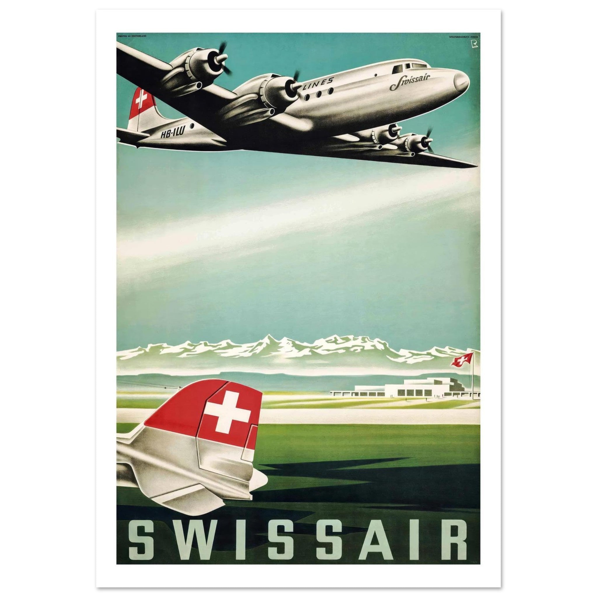 Swissair Vintage Travel Poster - Transit Art