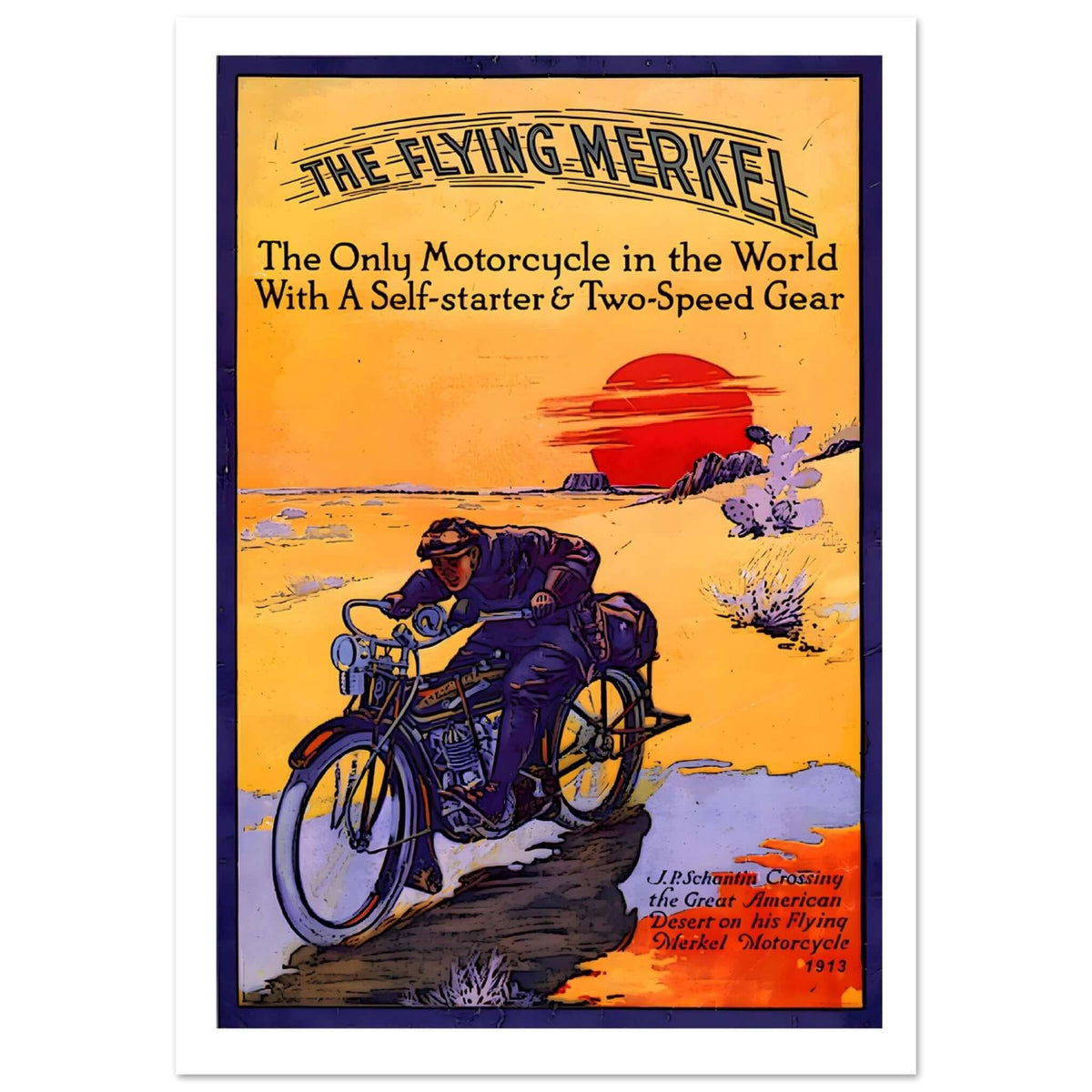 The Flying Merkel Motorcycle Advertisement, 1913 - Transit Art