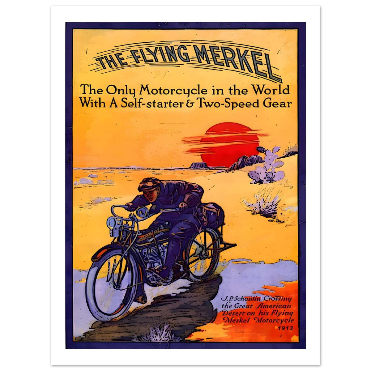 The Flying Merkel Motorcycle Advertisement, 1913 - Transit Art