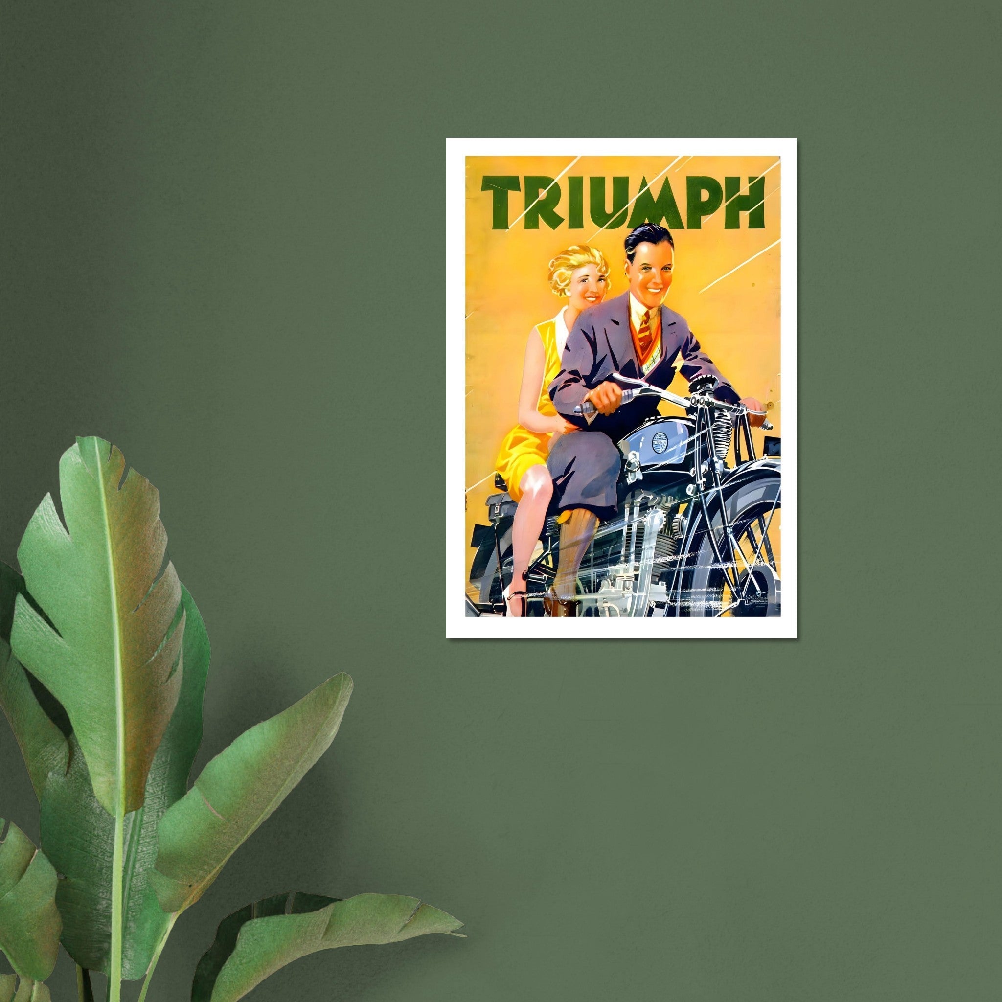 Triumph Motorcycle Advertisement Featuring Stylish Couple - Transit Art