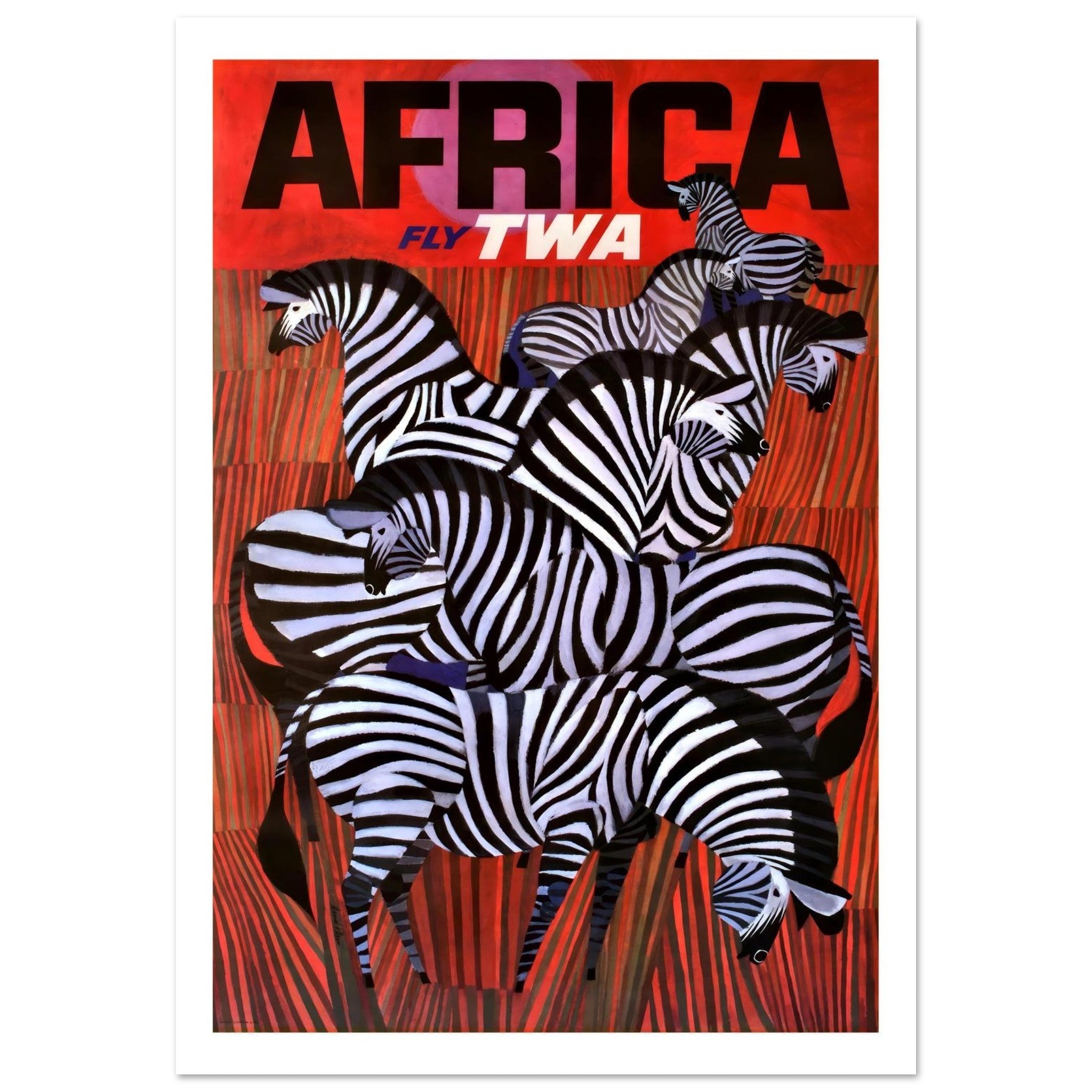 TWA Africa David Klein Zebra Travel Poster - Transit Art