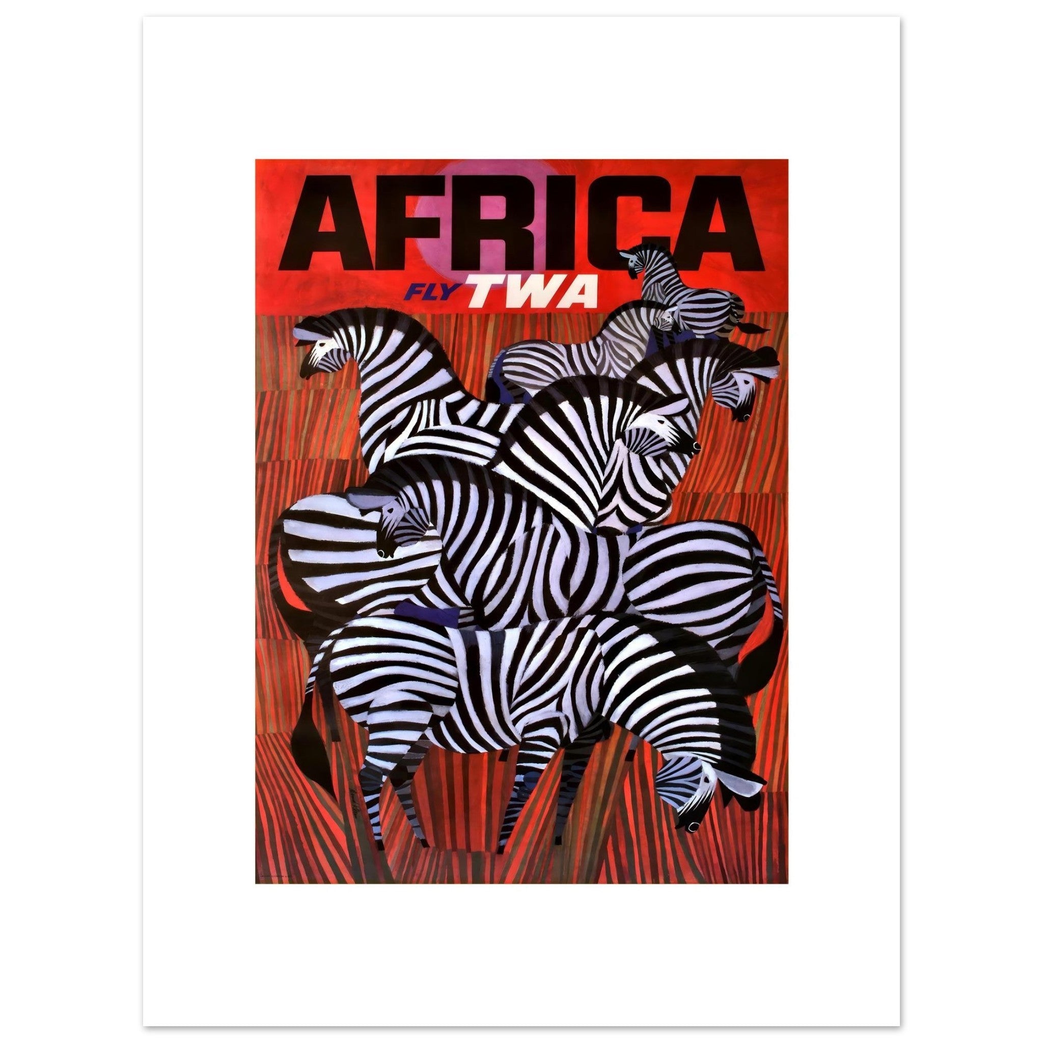 TWA Africa David Klein Zebra Travel Poster - Transit Art