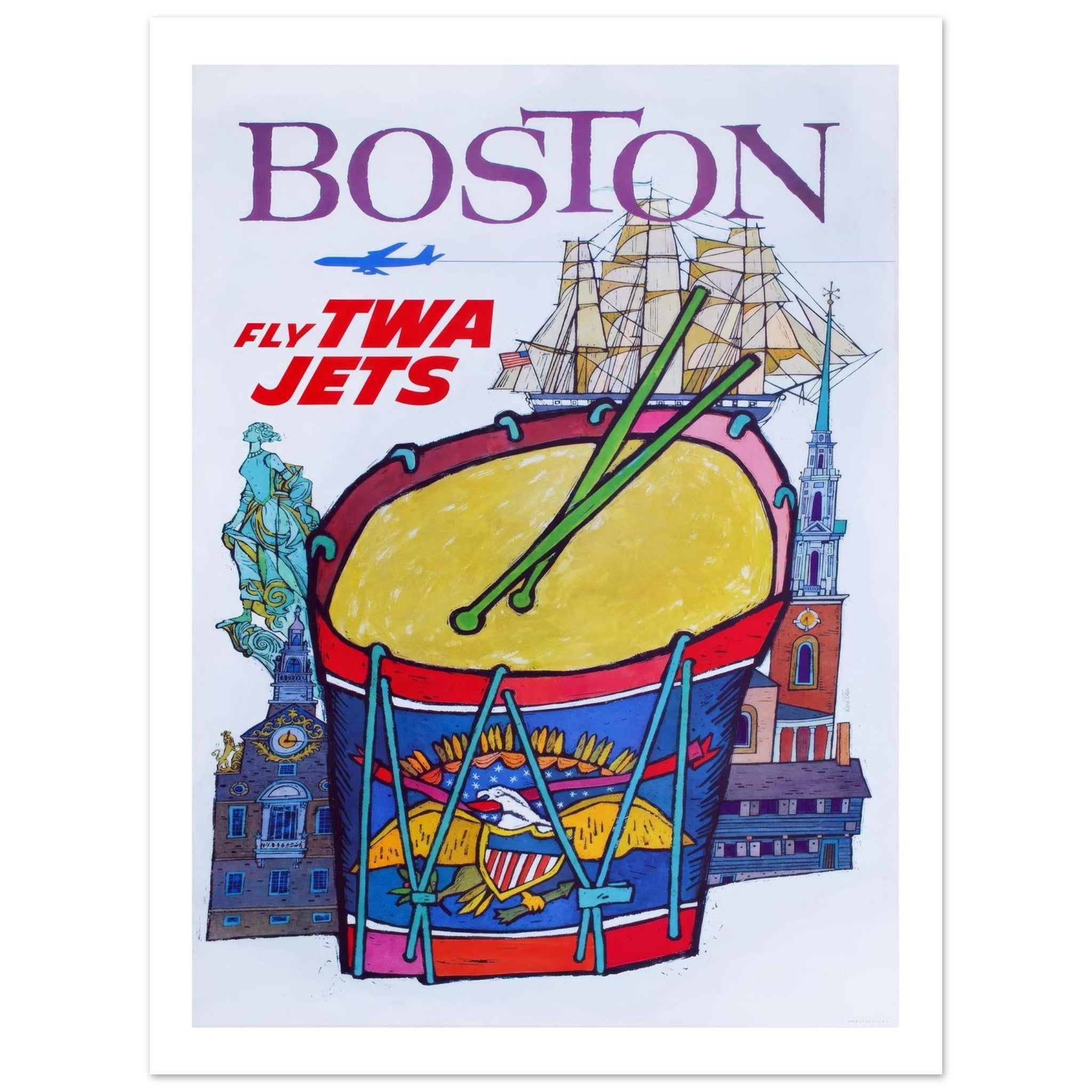 TWA Boston Travel Poster - Transit Art