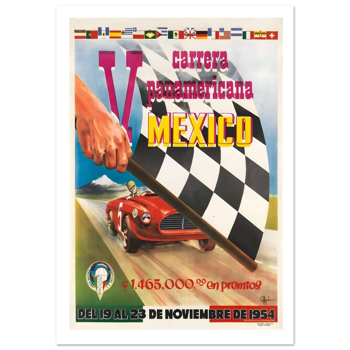 V Carrera Panamericana Mexico 1954 Racing Poster - Transit Art
