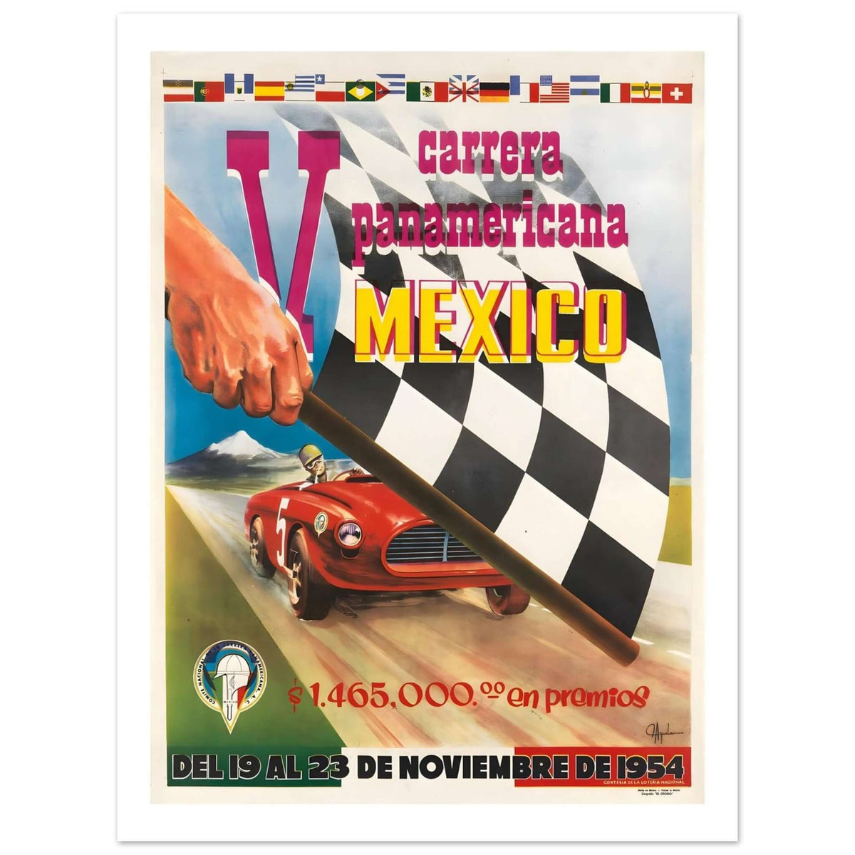 V Carrera Panamericana Mexico 1954 Racing Poster - Transit Art