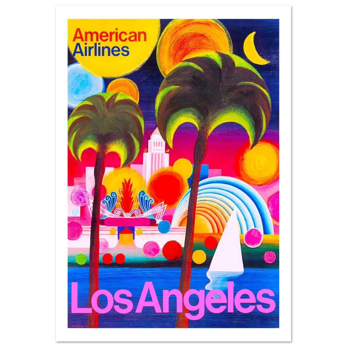 Vibrant Los Angeles – American Airlines Poster - Transit Art