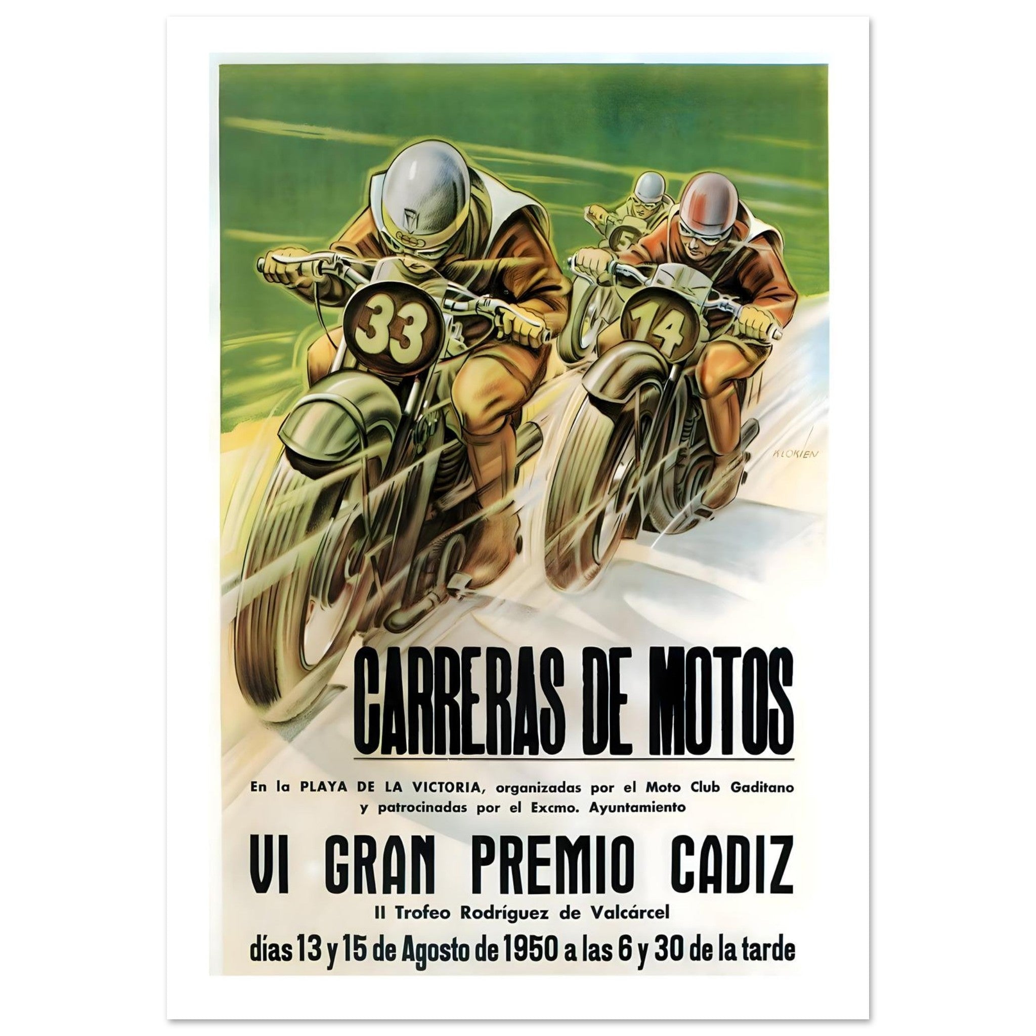 Vintage 1950 Grand Prix Cádiz Poster - Transit Art