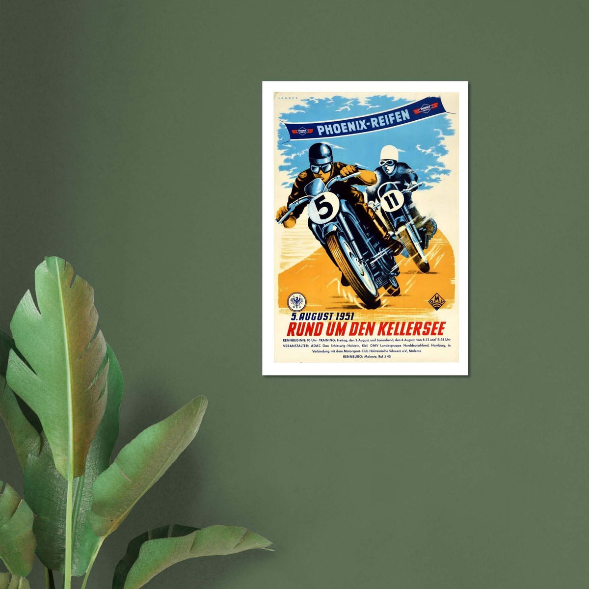 Vintage 1951 Rund um den Kellersee Motorcycle Poster - Transit Art