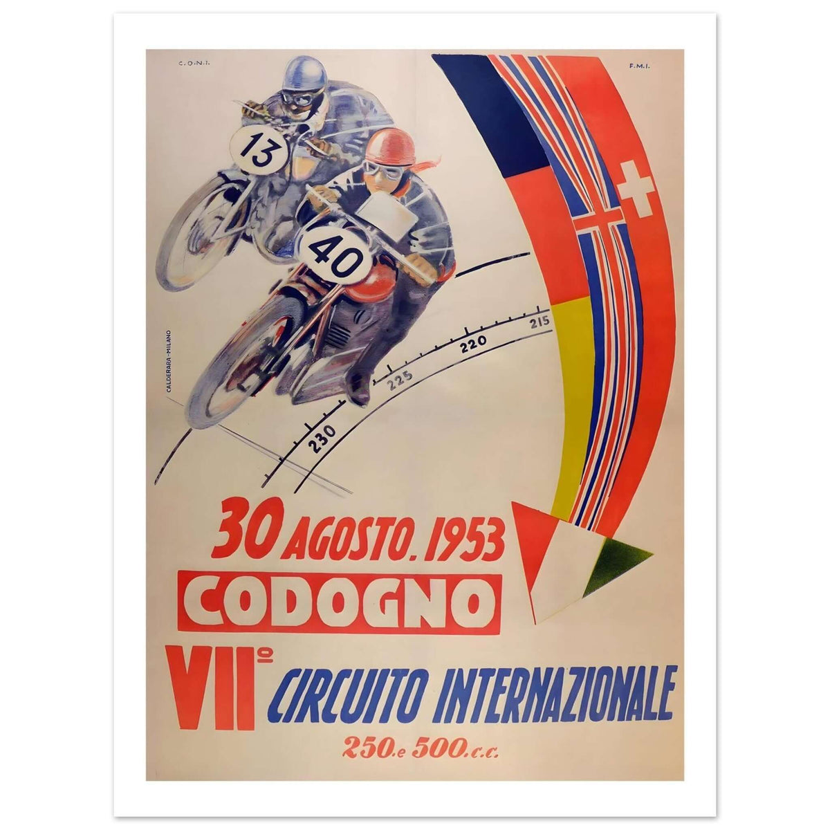 Vintage 1953 Codogno Italian Racing Poster - Transit Art
