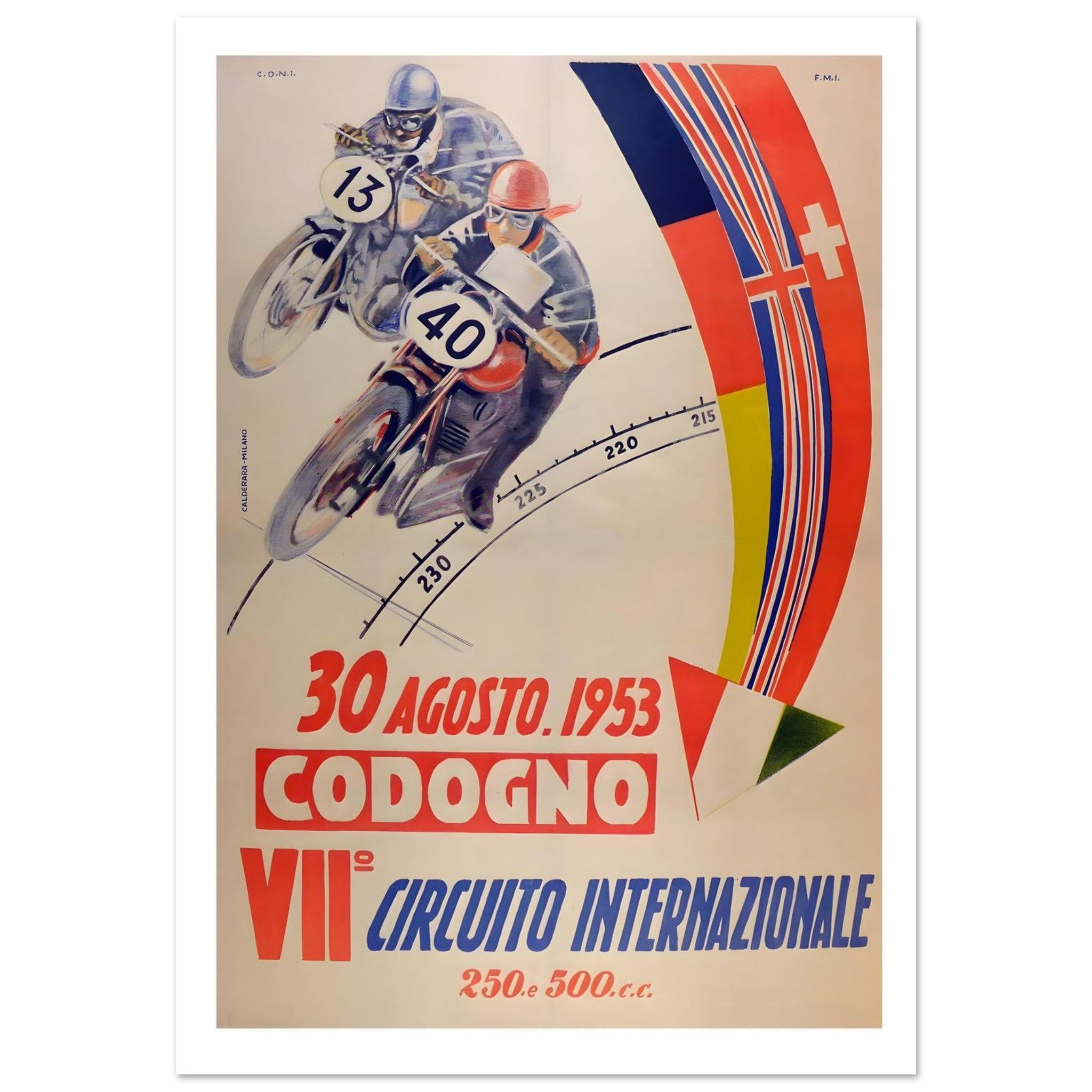 Vintage 1953 Codogno Italian Racing Poster - Transit Art