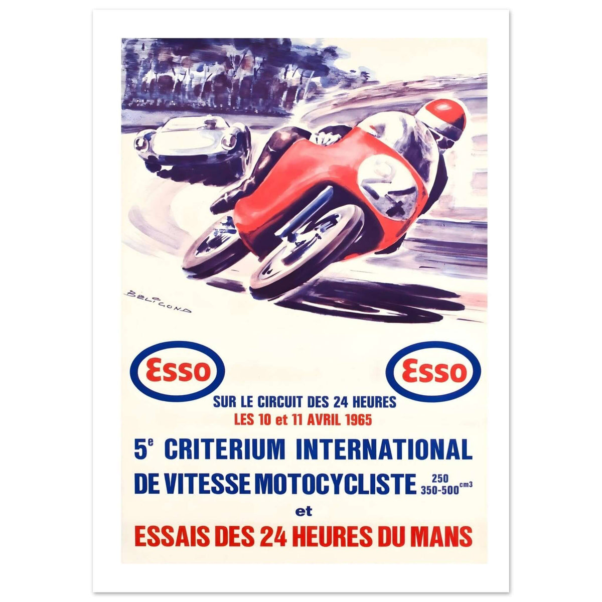 Vintage 1965 Le Mans Motorcycle Poster - Transit Art