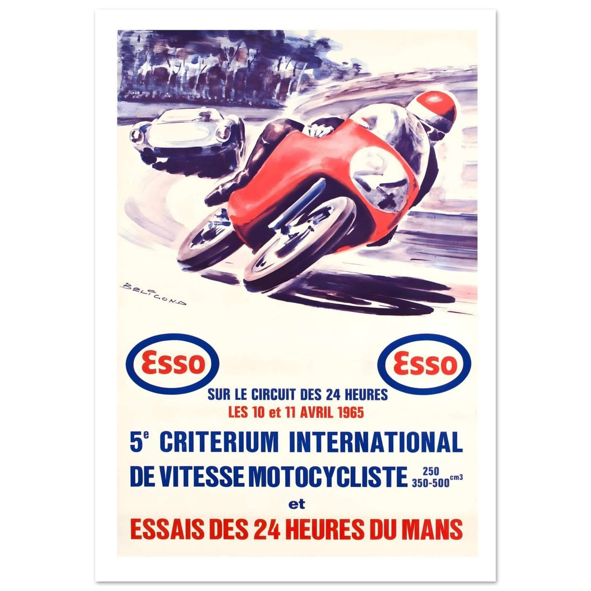 Vintage 1965 Le Mans Motorcycle Poster - Transit Art