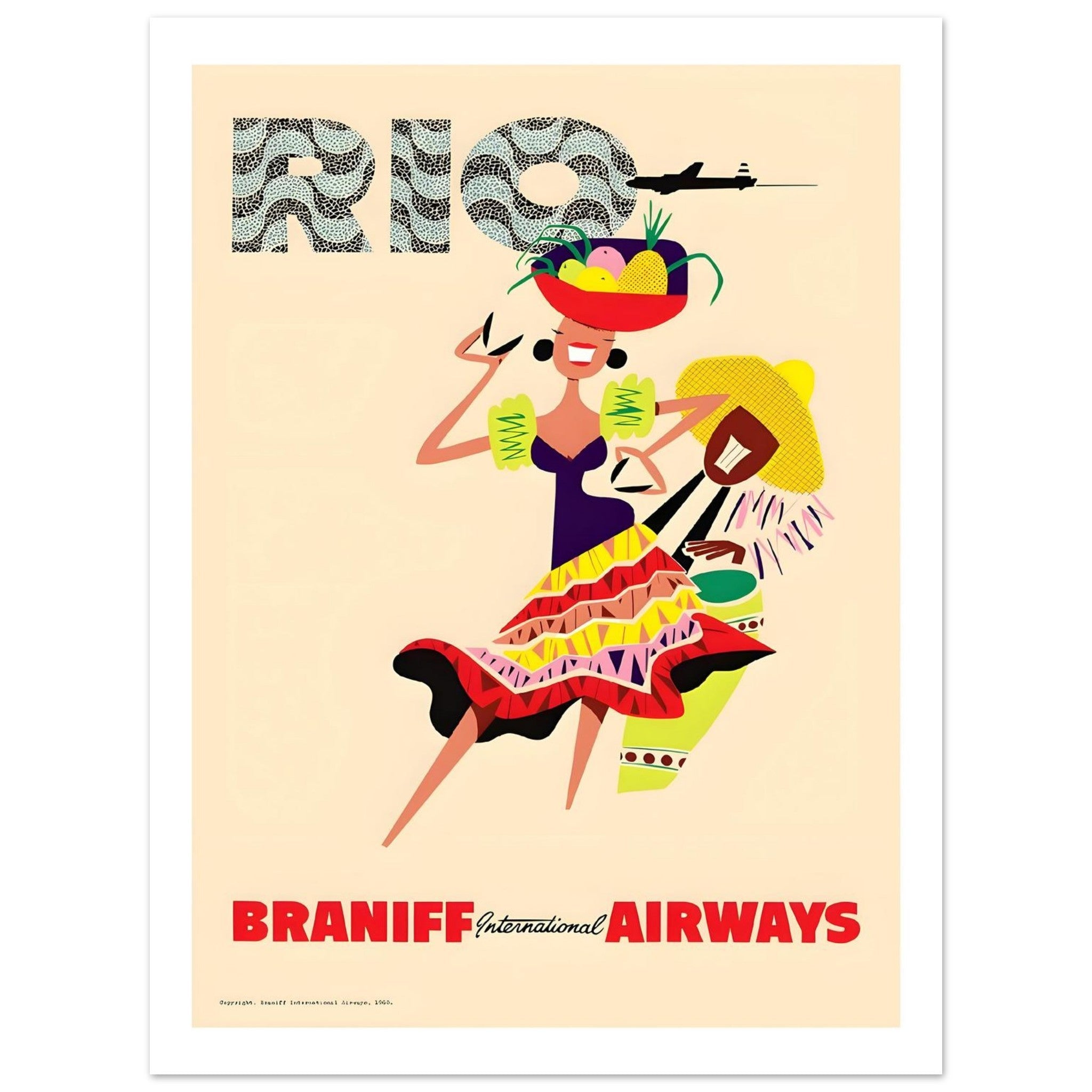 Vintage Braniff Airways Poster: Rio - Transit Art