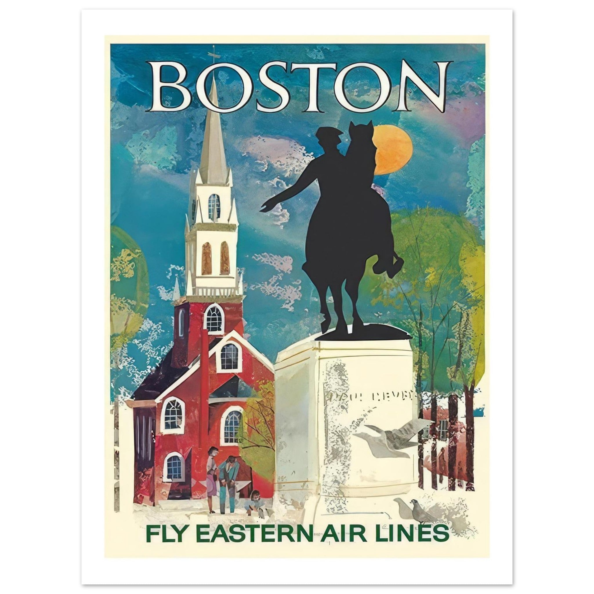Vintage Eastern Airlines Poster: Boston - Transit Art