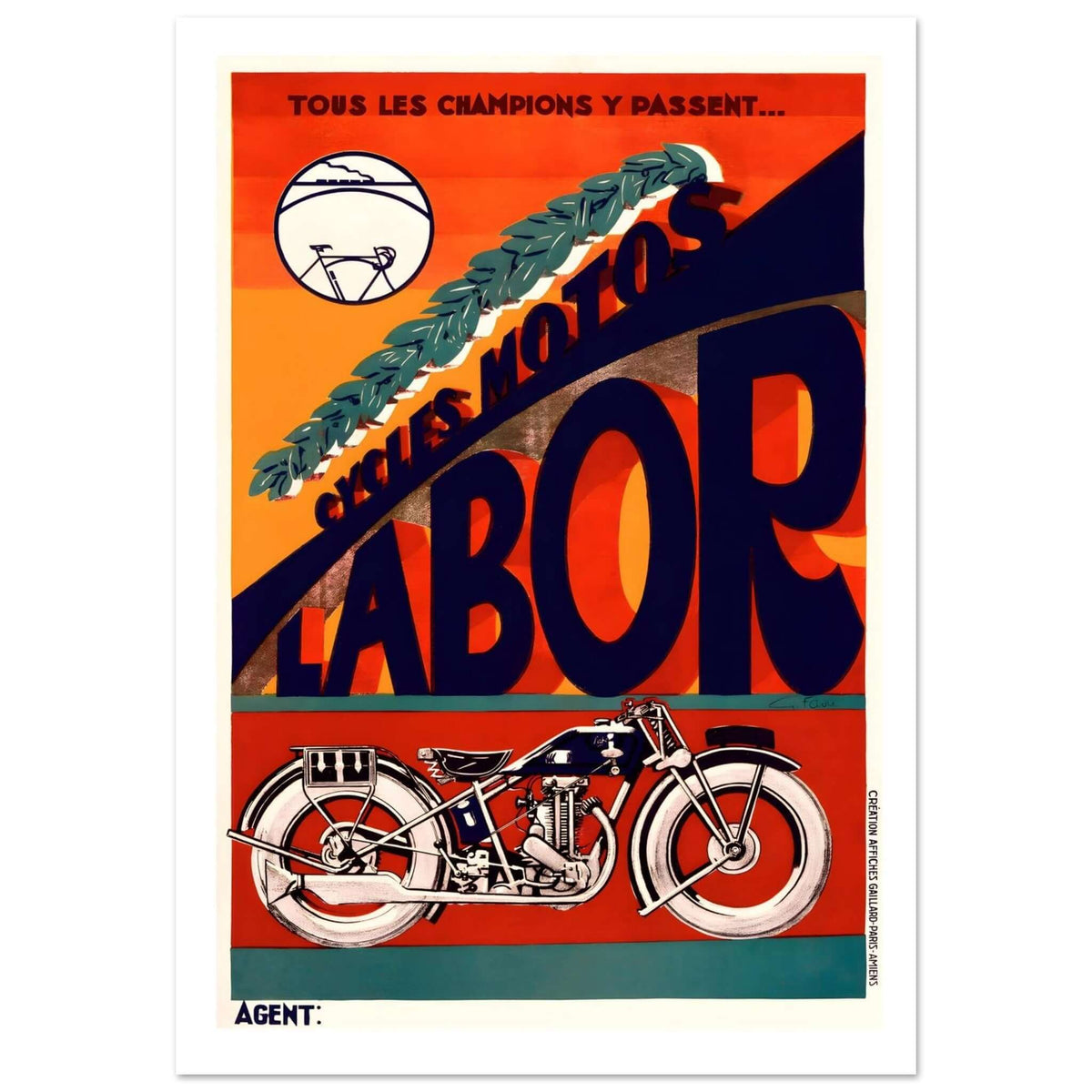 Vintage French Cycles Motos Labor Poster - Transit Art