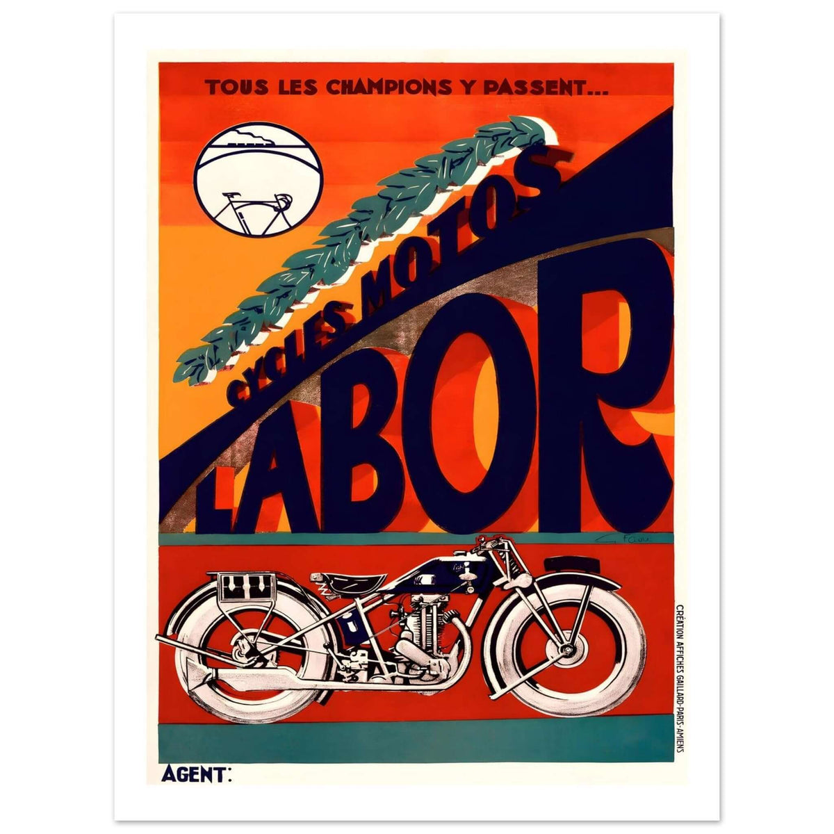 Vintage French Cycles Motos Labor Poster - Transit Art