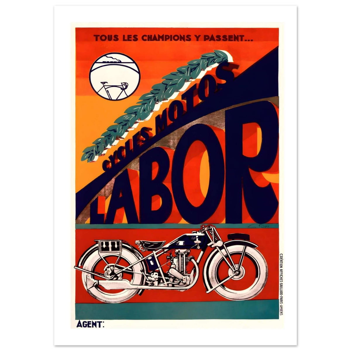 Vintage French Cycles Motos Labor Poster - Transit Art
