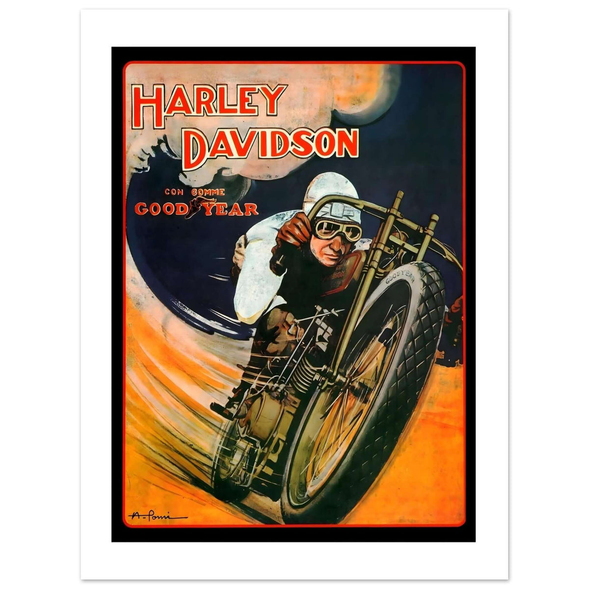 Vintage Harley - Davidson Goodyear Racing Art Poster - Transit Art