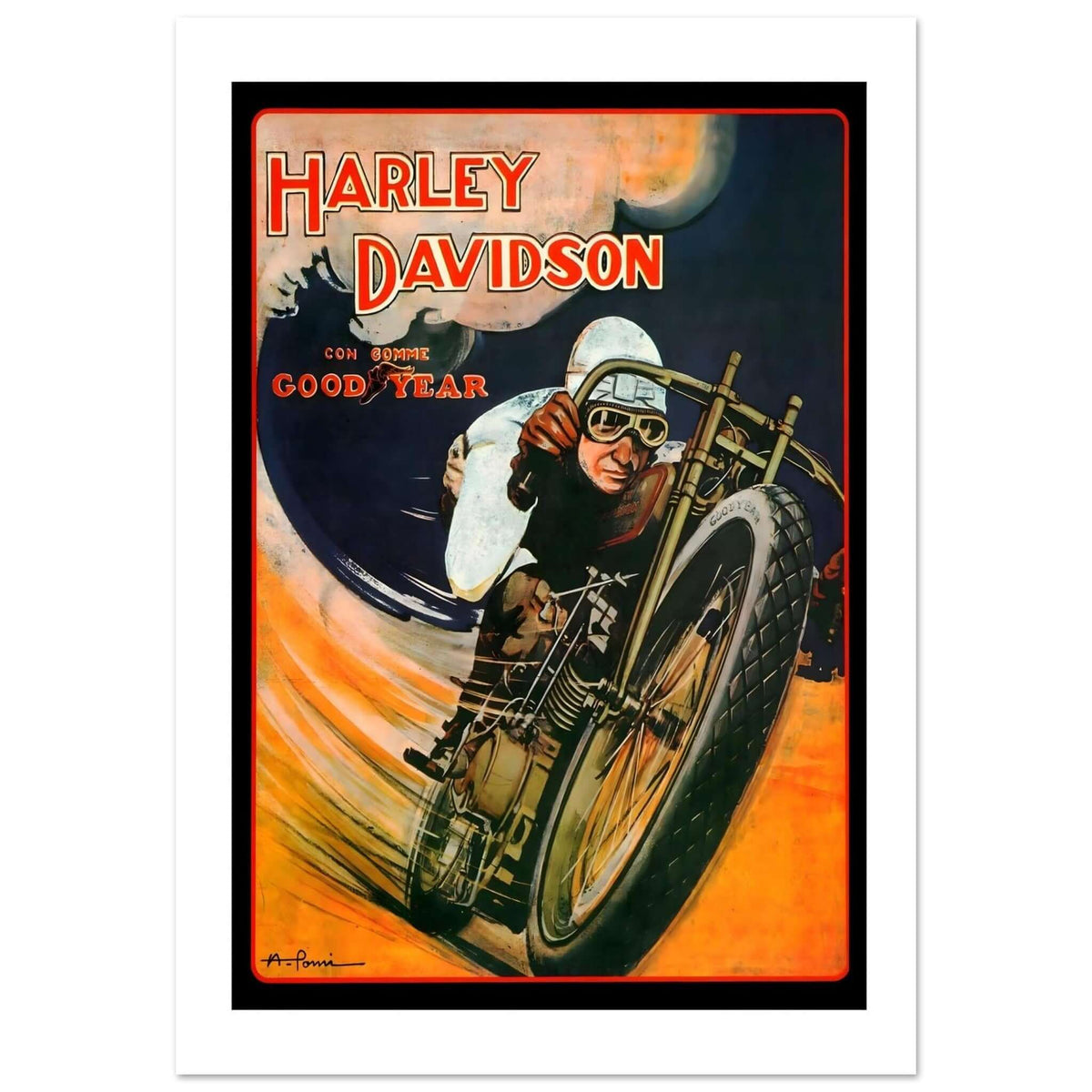 Vintage Harley - Davidson Goodyear Racing Art Poster - Transit Art