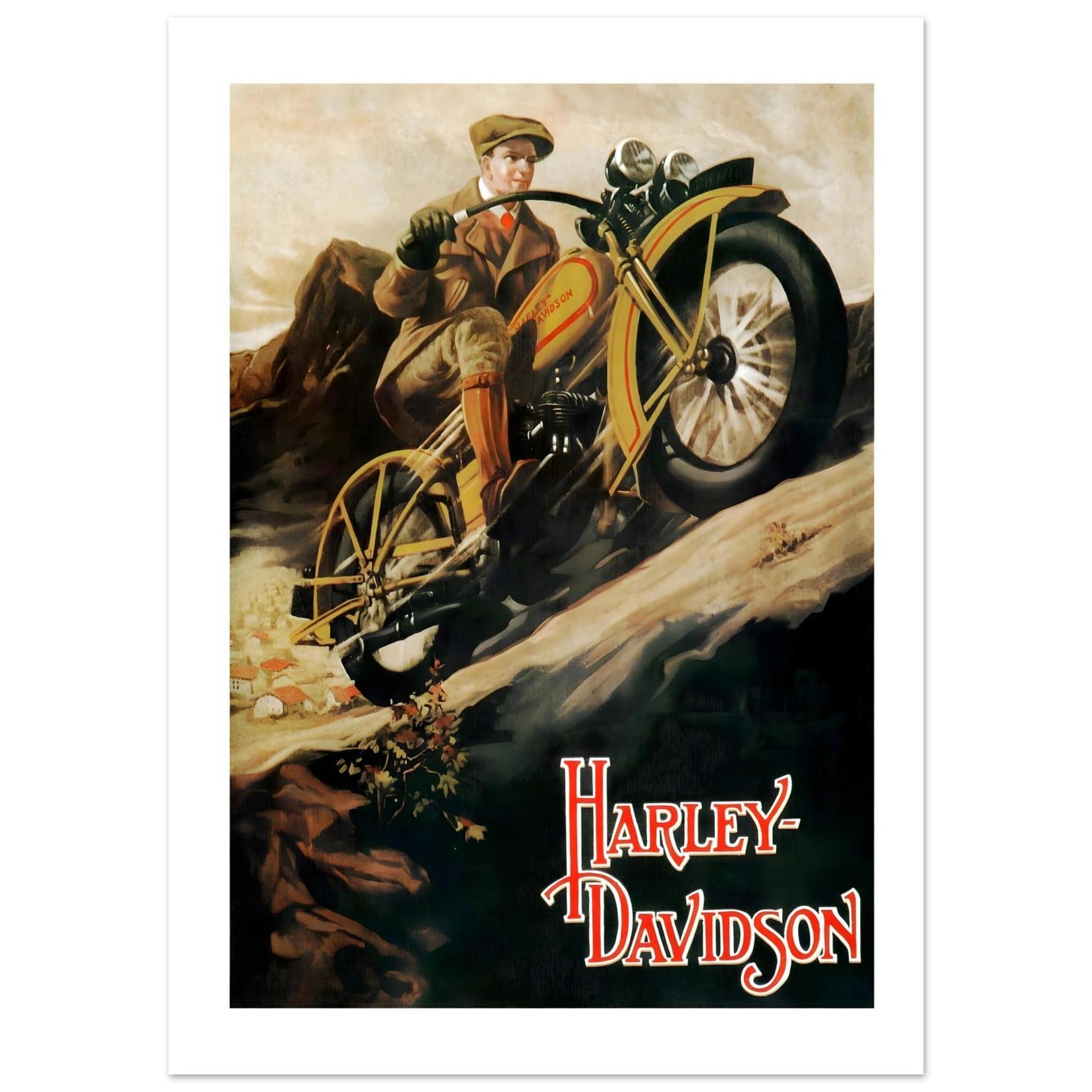 Vintage Harley - Davidson Hill Climb Racing Poster - Transit Art