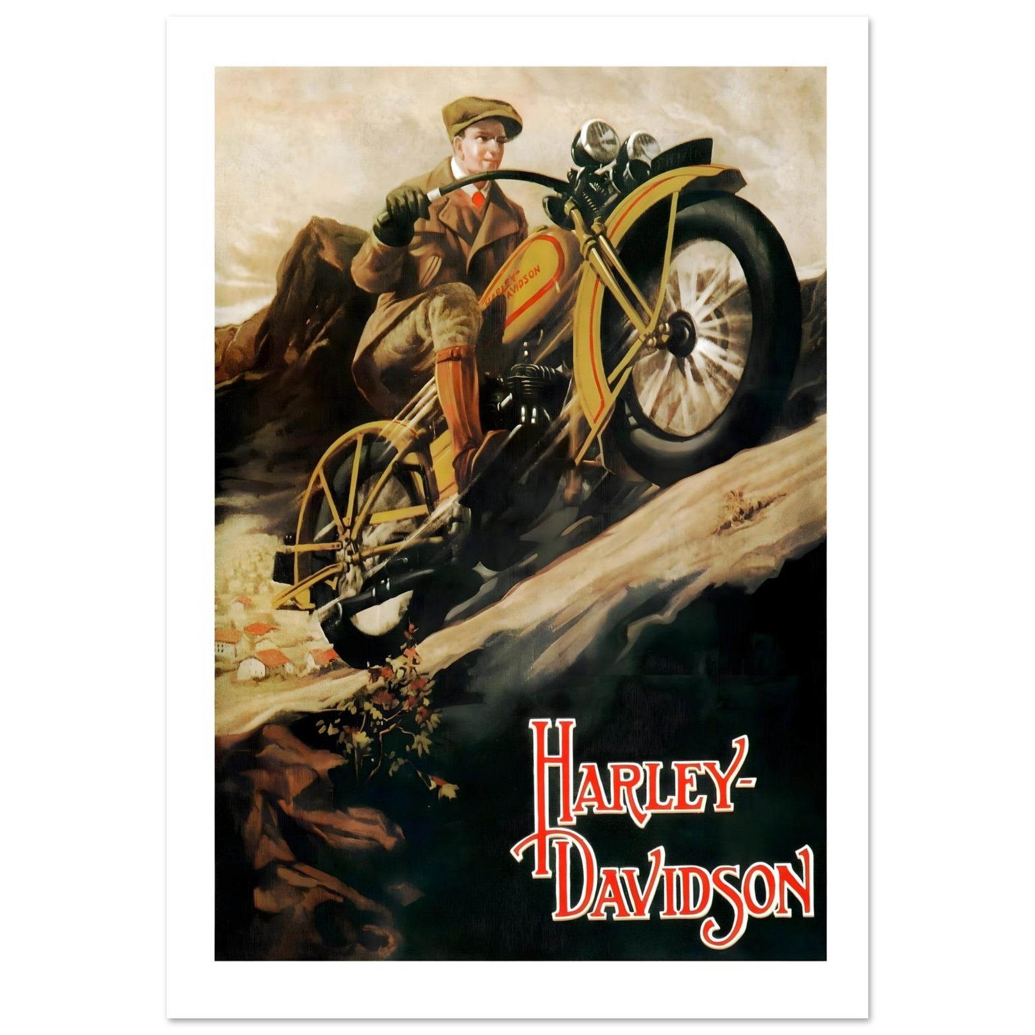 Vintage Harley - Davidson Hill Climb Racing Poster - Transit Art