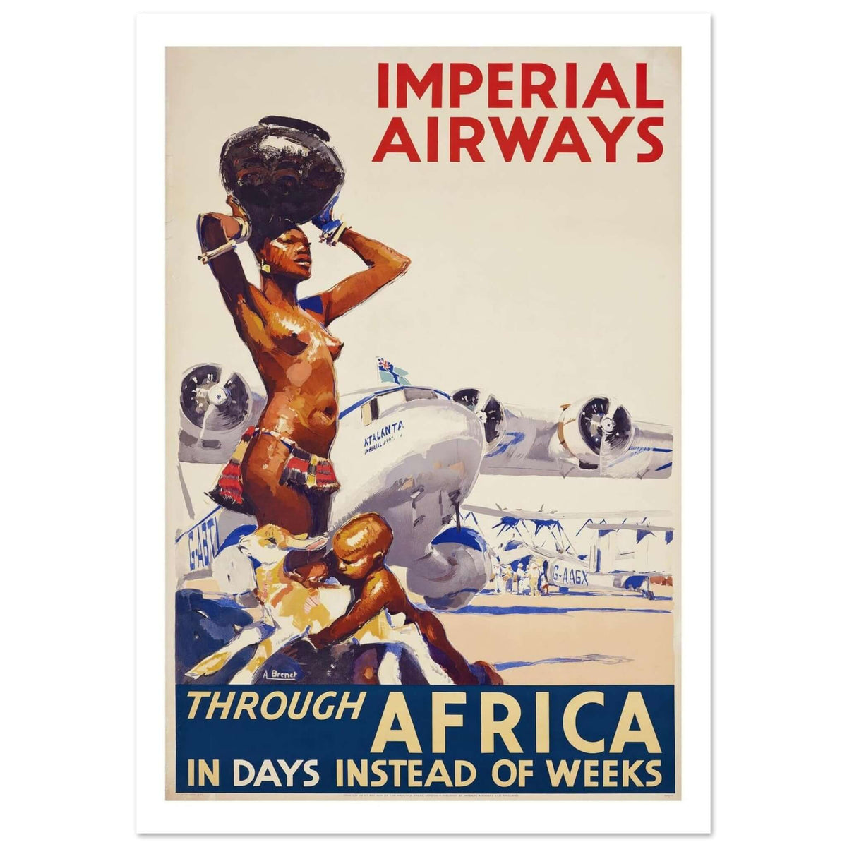 Vintage Imperial Airways 'Through Africa' Poster - Transit Art