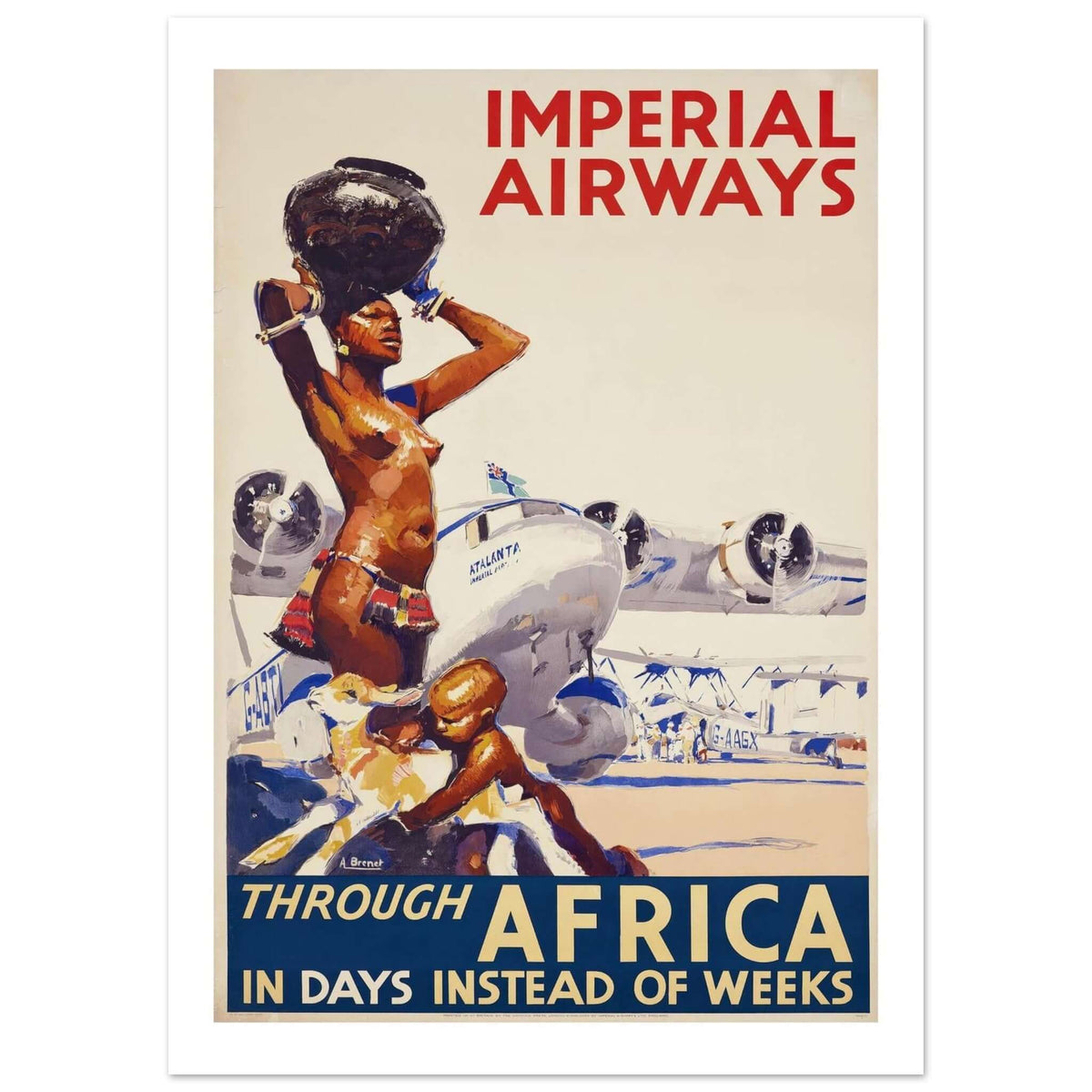 Vintage Imperial Airways 'Through Africa' Poster - Transit Art