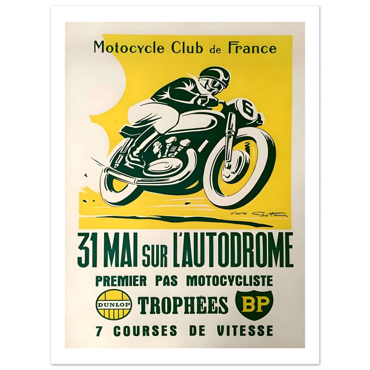 Vintage Motocycle Club de France Speed Racing Poster - Transit Art
