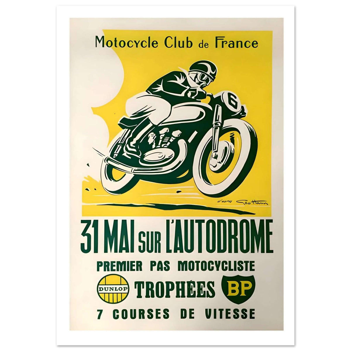 Vintage Motocycle Club de France Speed Racing Poster - Transit Art