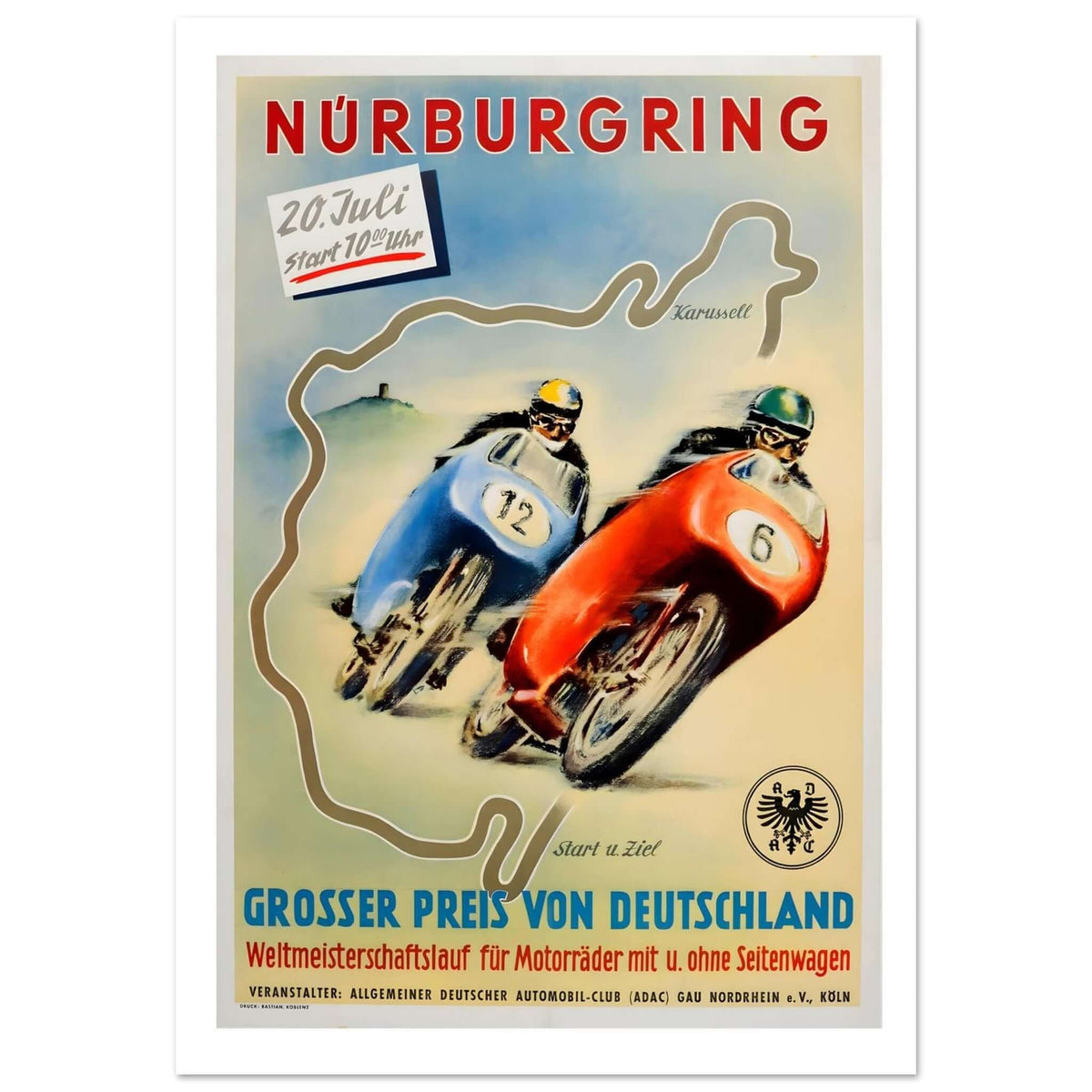 Vintage Nürburgring Grosser Preis von Deutschland Racing Poster - Transit Art