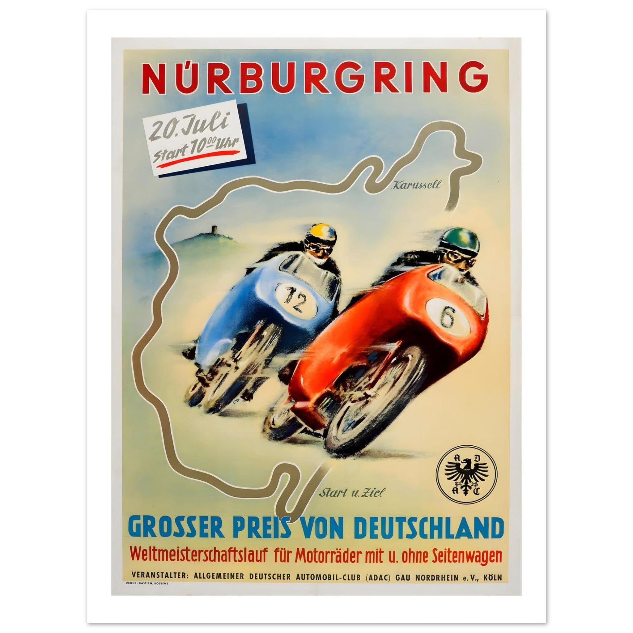 Vintage Nürburgring Grosser Preis von Deutschland Racing Poster - Transit Art