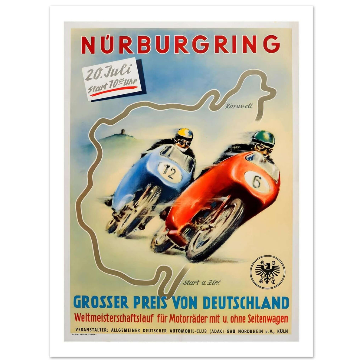 Vintage Nürburgring Grosser Preis von Deutschland Racing Poster - Transit Art
