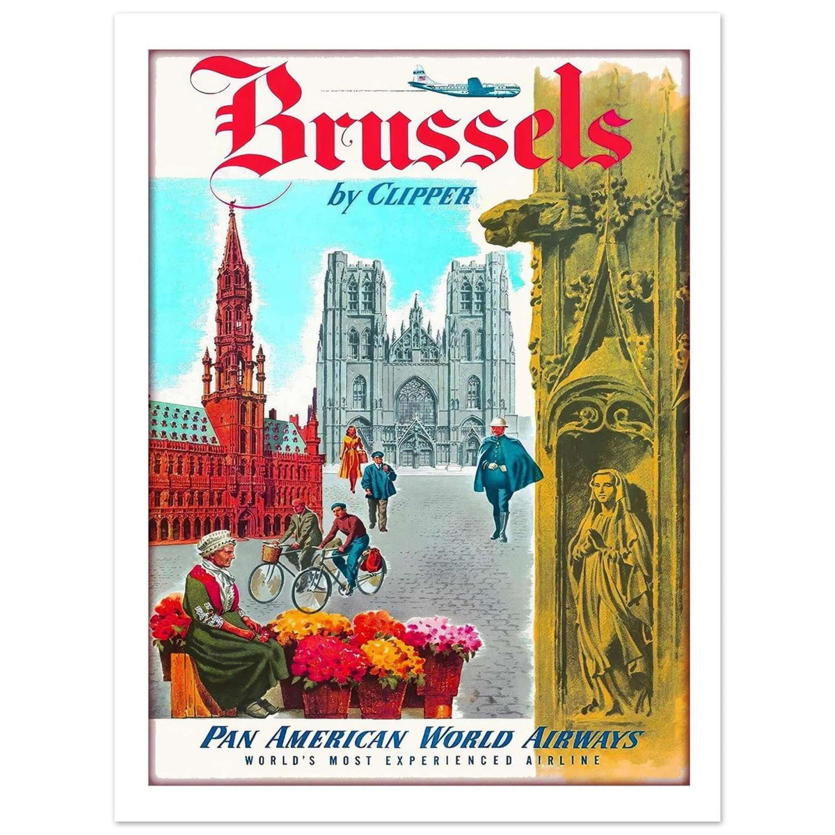 Vintage Pan Am Brussels Poster - Transit Art