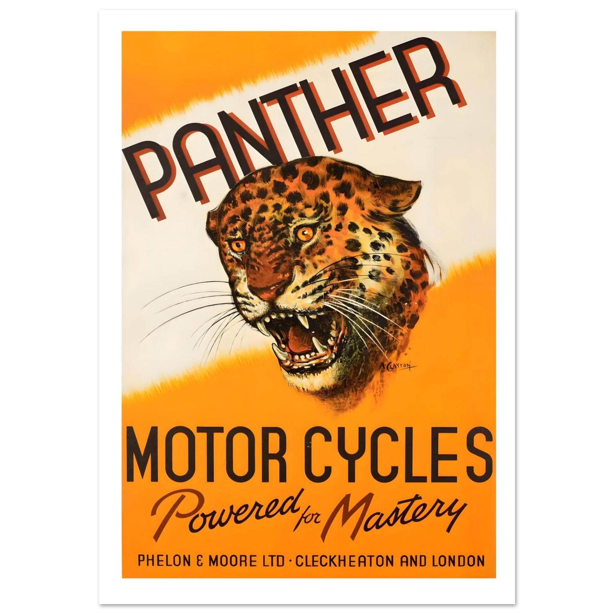 Vintage Panther Motor Cycles Powered for Mastery Poster - Transit Art