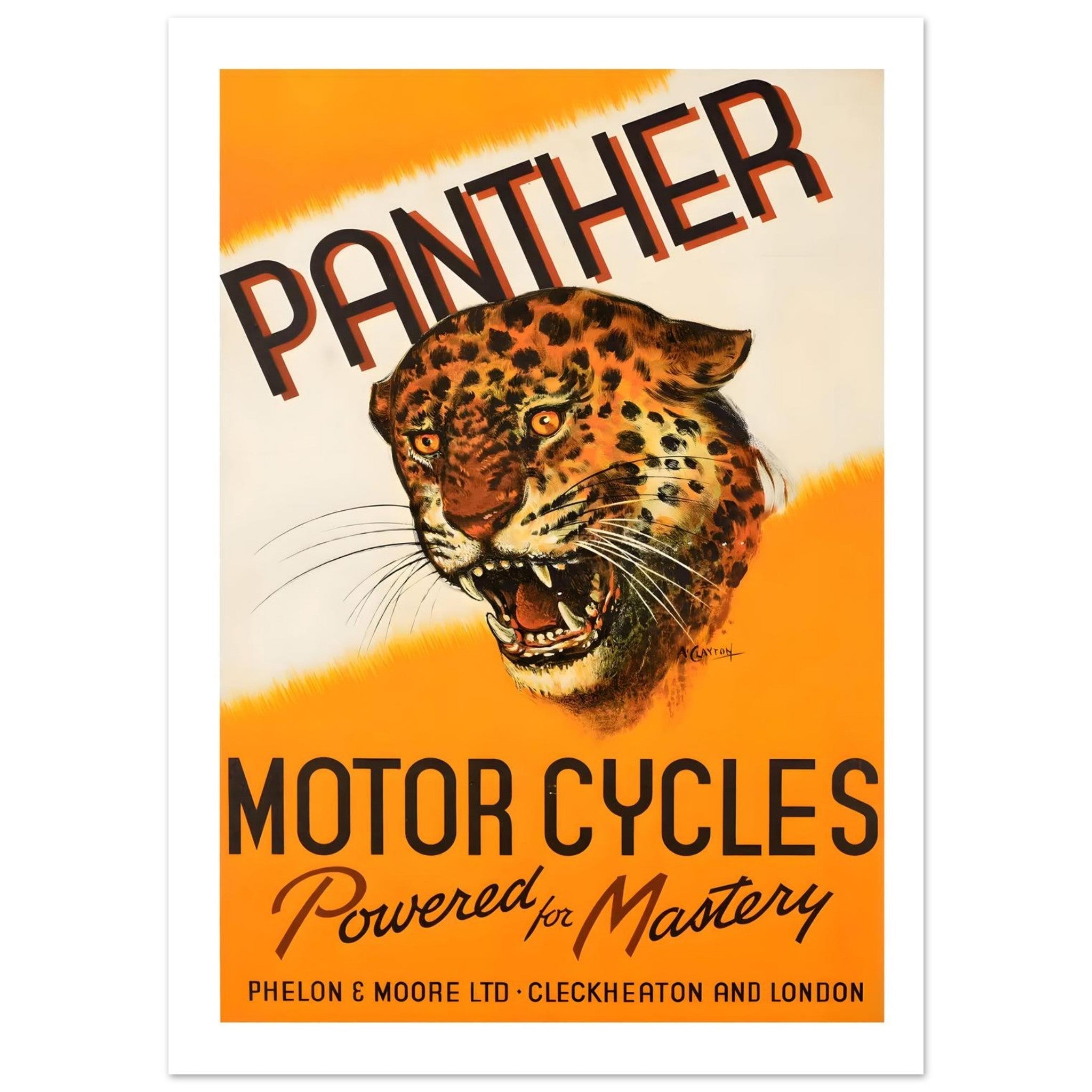 Vintage Panther Motor Cycles Powered for Mastery Poster - Transit Art