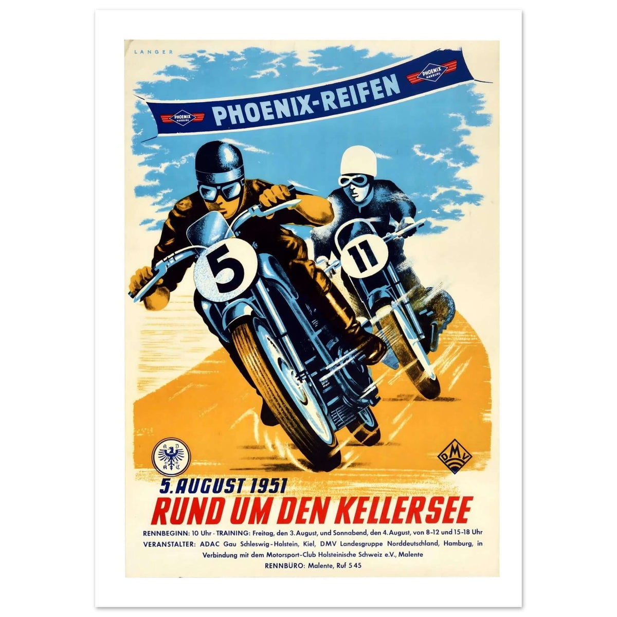Vintage Phoenix Reifen Motorcycle Racing Poster - Transit Art