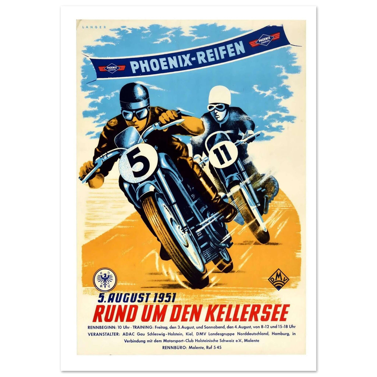 Vintage Phoenix Reifen Motorcycle Racing Poster - Transit Art