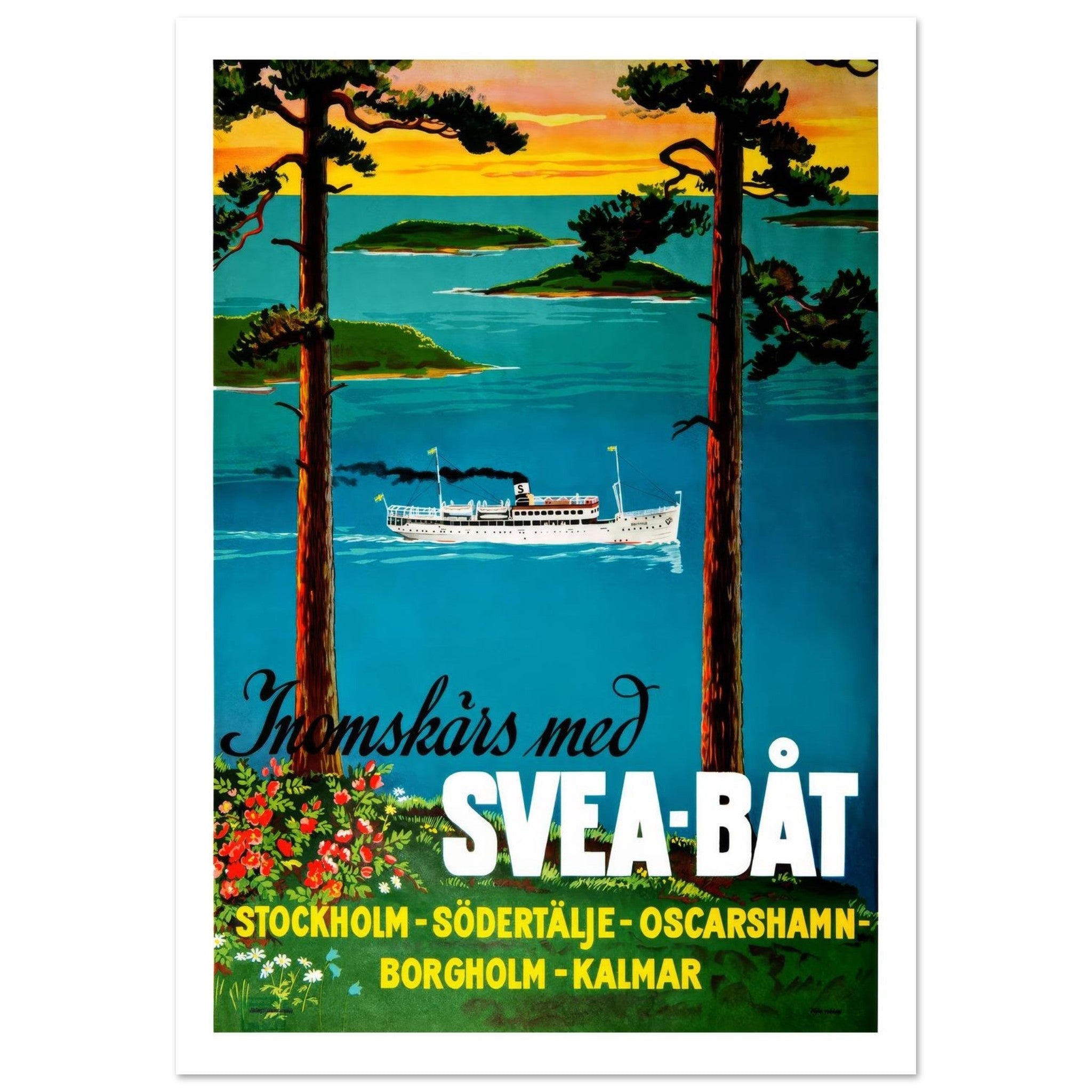 Vintage Swedish Travel Poster - Svea Båt - Transit Art