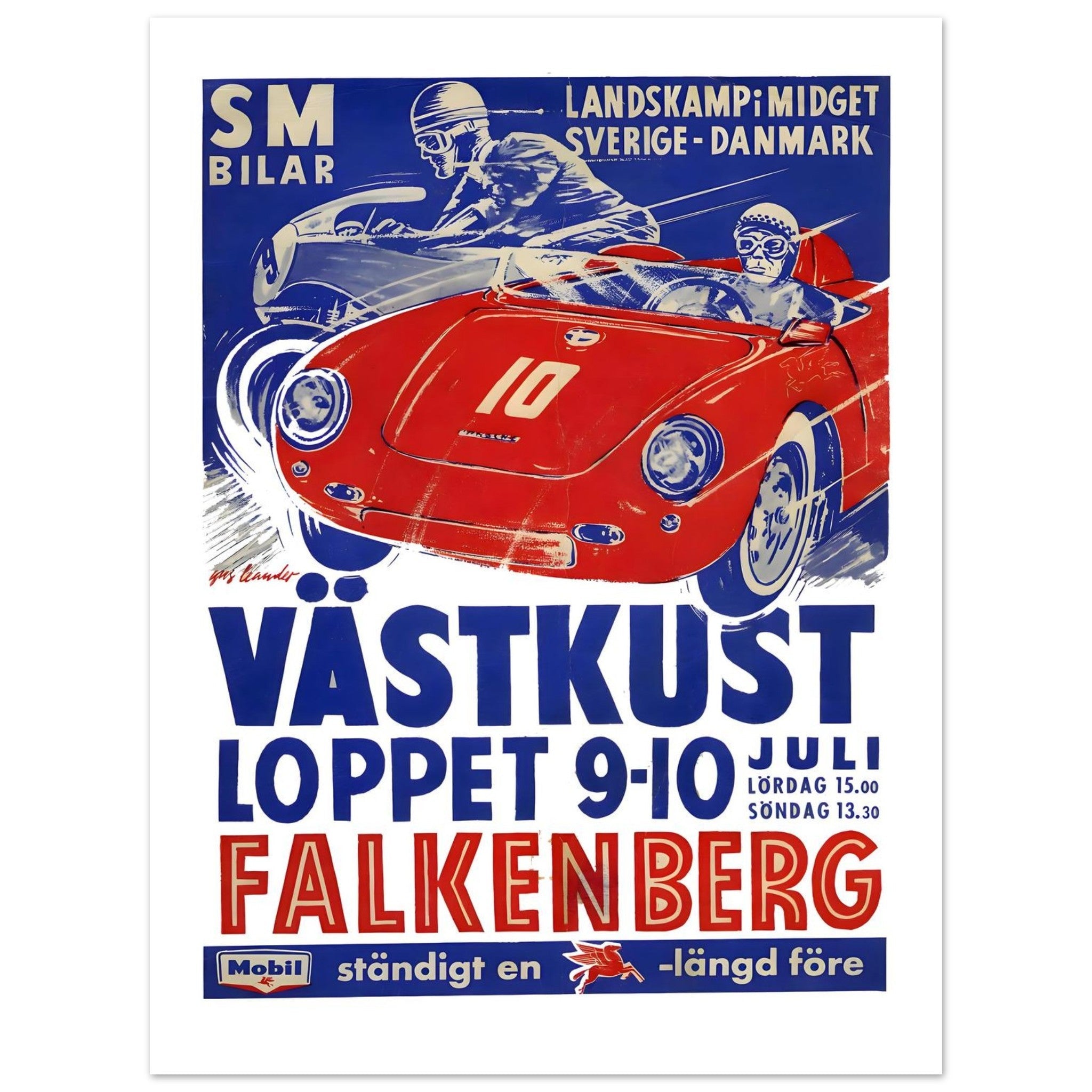 Vintage Västkustloppet Falkenberg Swedish Racing Poster - Transit Art