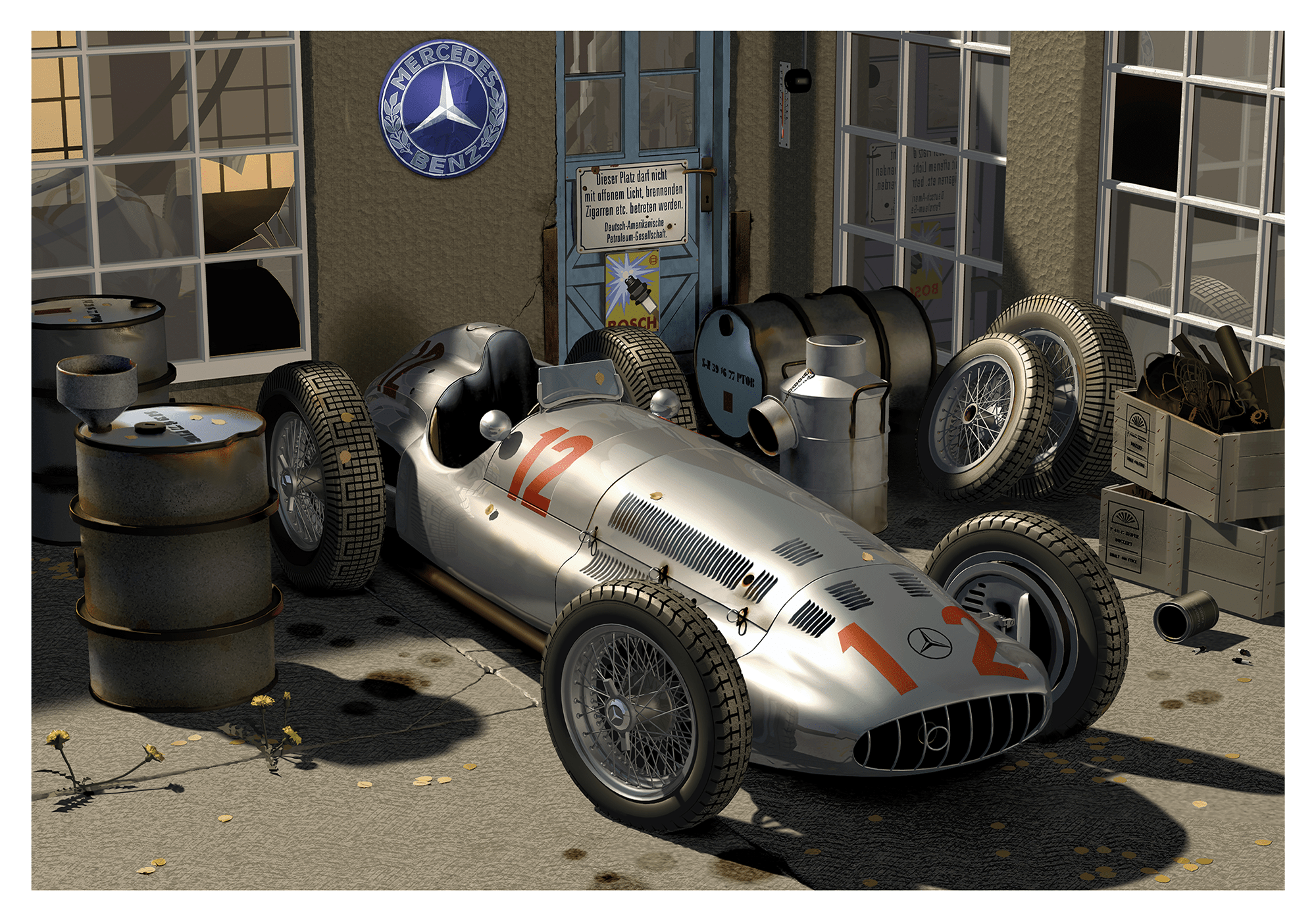 Abandoned, Mercedes W196 in the back yard of a work shop. The Mercedes W196 stands as a testament to the relentless pursuit of excellence in both engineering and motorsport. With its groundbreaking innovations, dominating performances, and enduring legacy