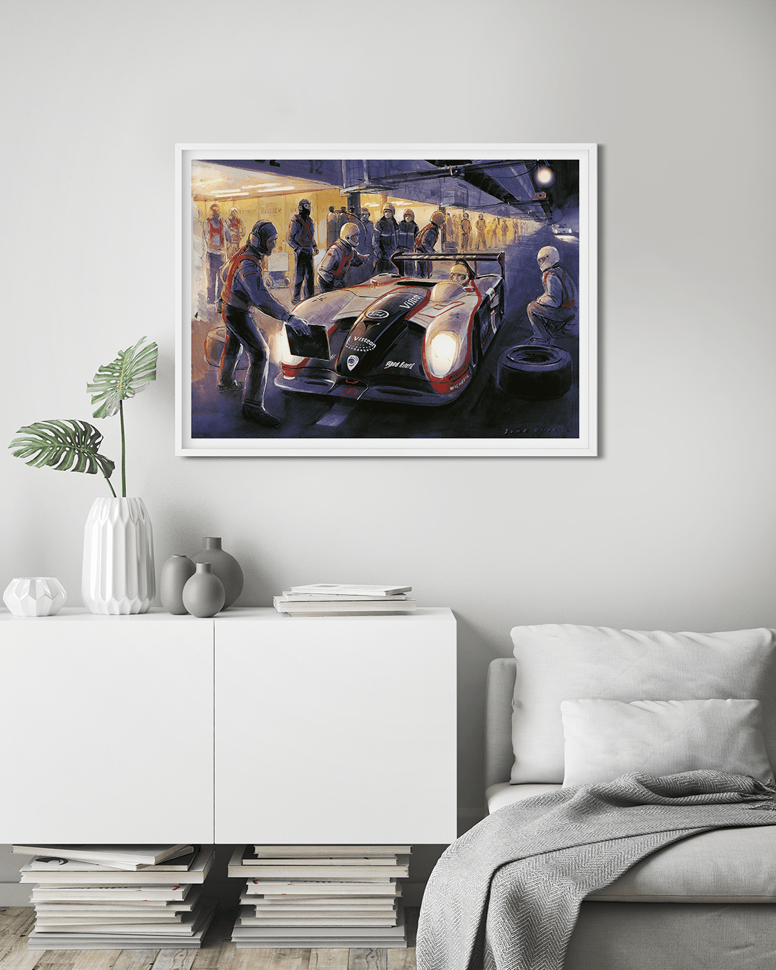 LeMans Night, Panoz LMP-1 race car in the pits at Le Mans. The Panoz LMP-1 race car embodies the spirit of endurance racing at Le Mans. Its unparalleled performance, unmatched reliability, and captivating design make it a force to be reckoned with on the