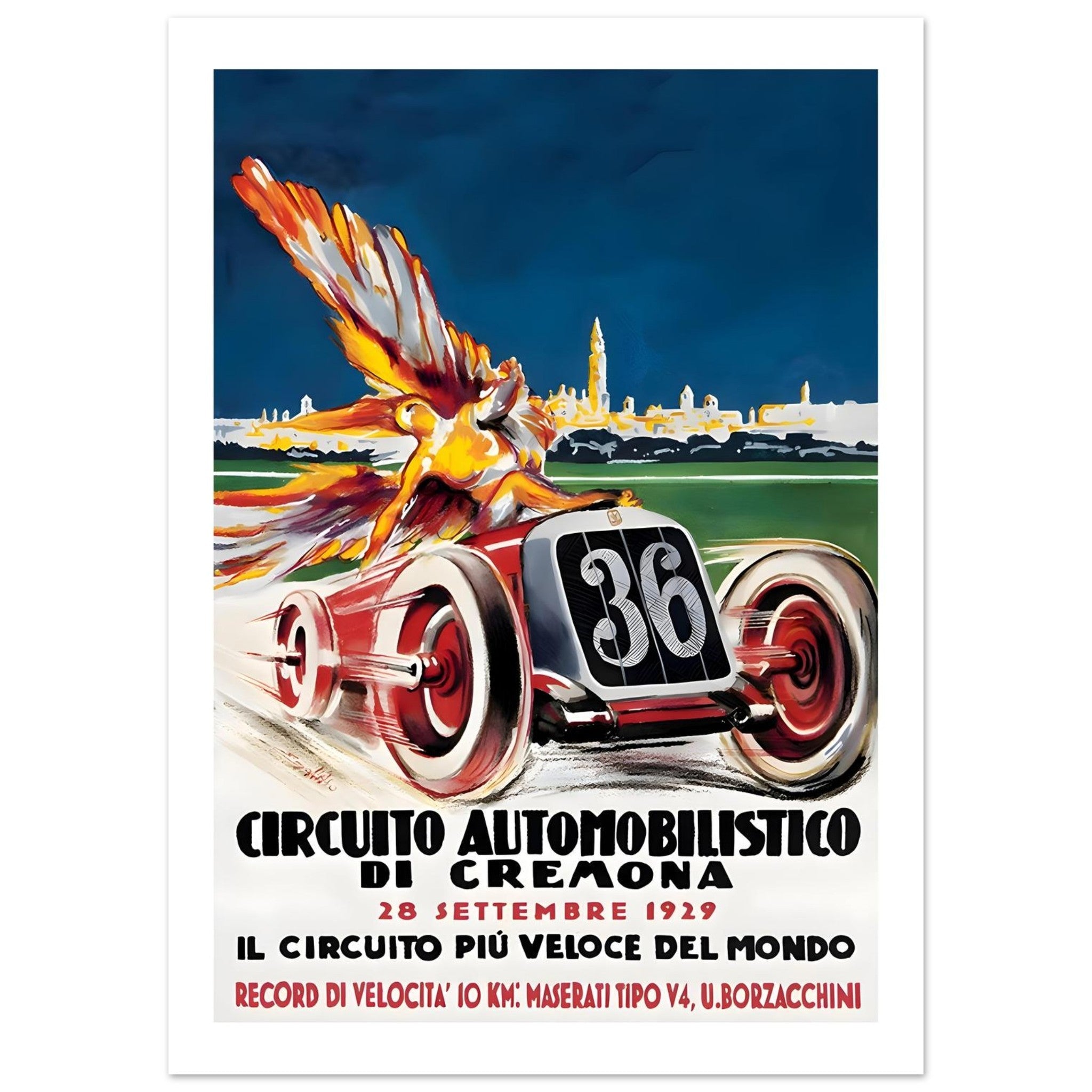 1929 Circuito Automobilistico di Cremona Maserati Poster - Transit Art