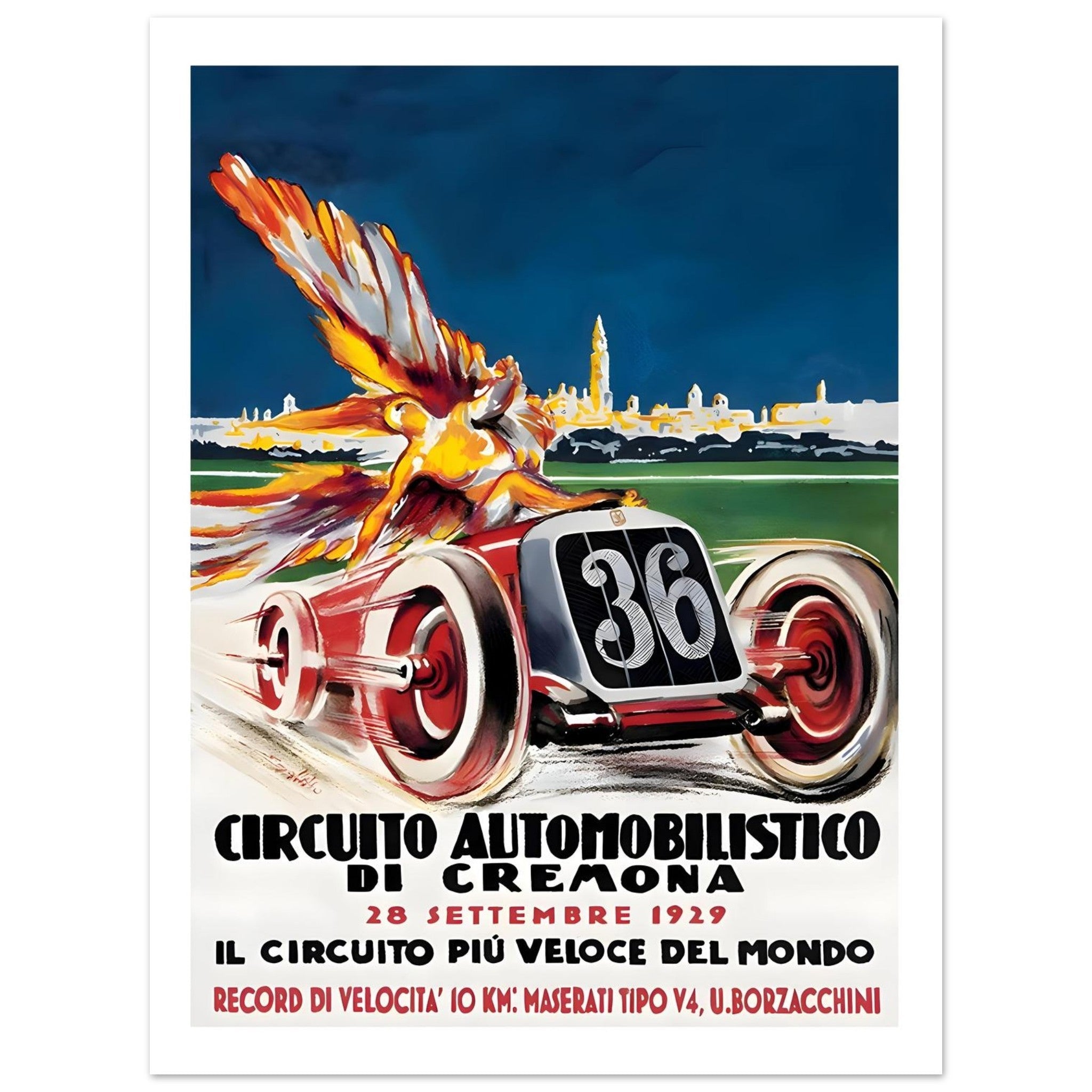 1929 Circuito Automobilistico di Cremona Maserati Poster - Transit Art